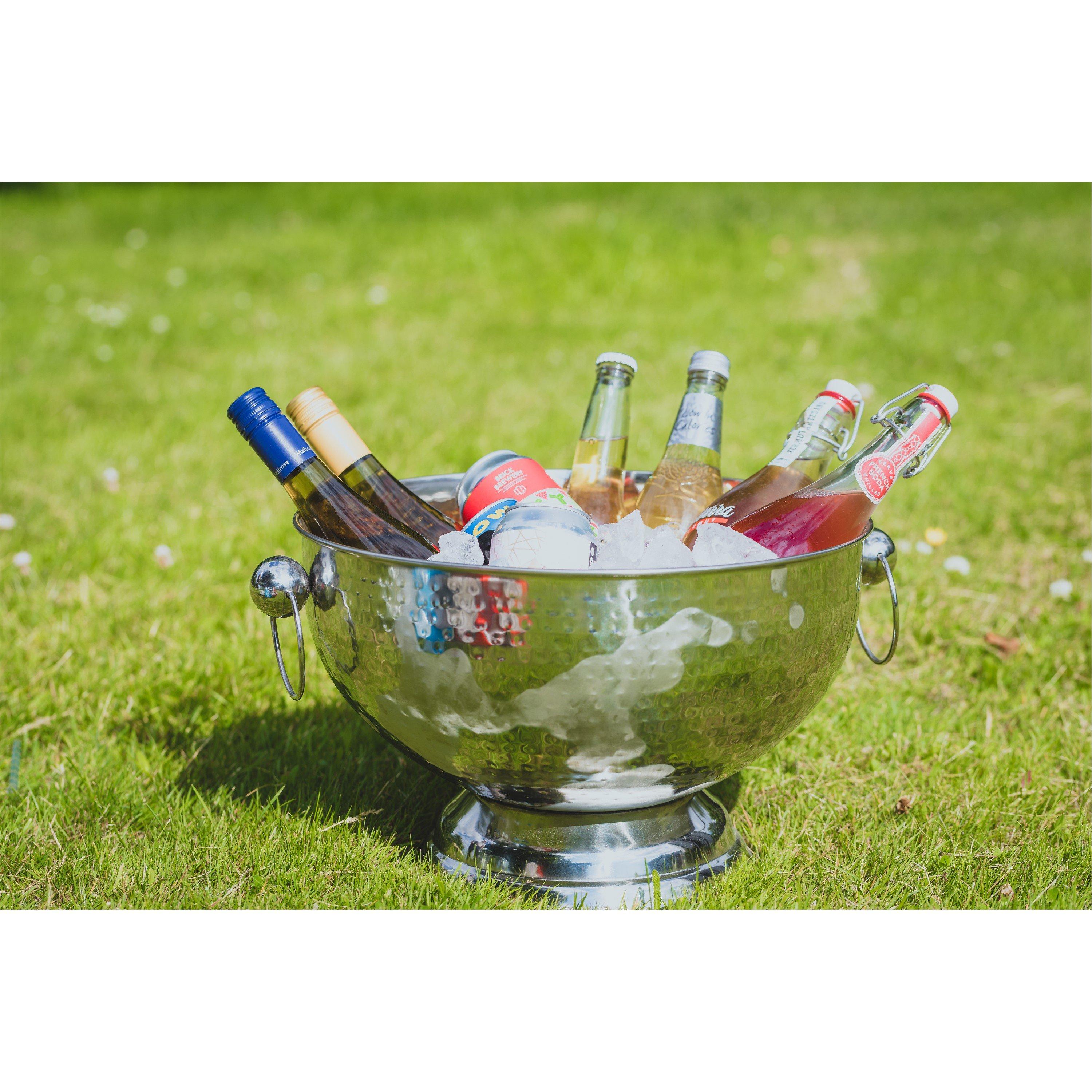 Silver - BarCraft - BarCraft Hammered Stainless Steel Champagne Bowl - 3