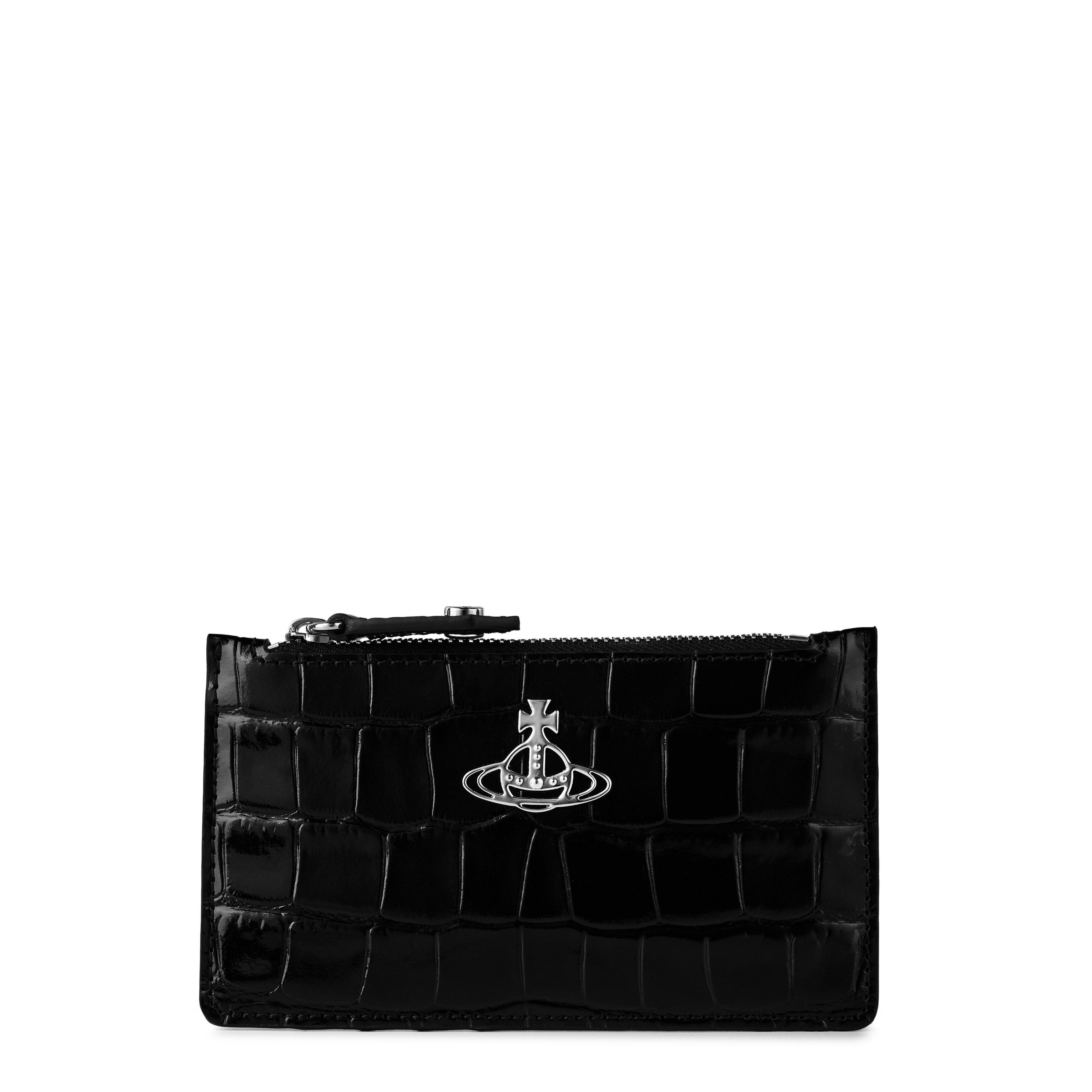 Black - Vivienne Westwood - Women's Crocodile Leather Slim Long Card Holder - 1