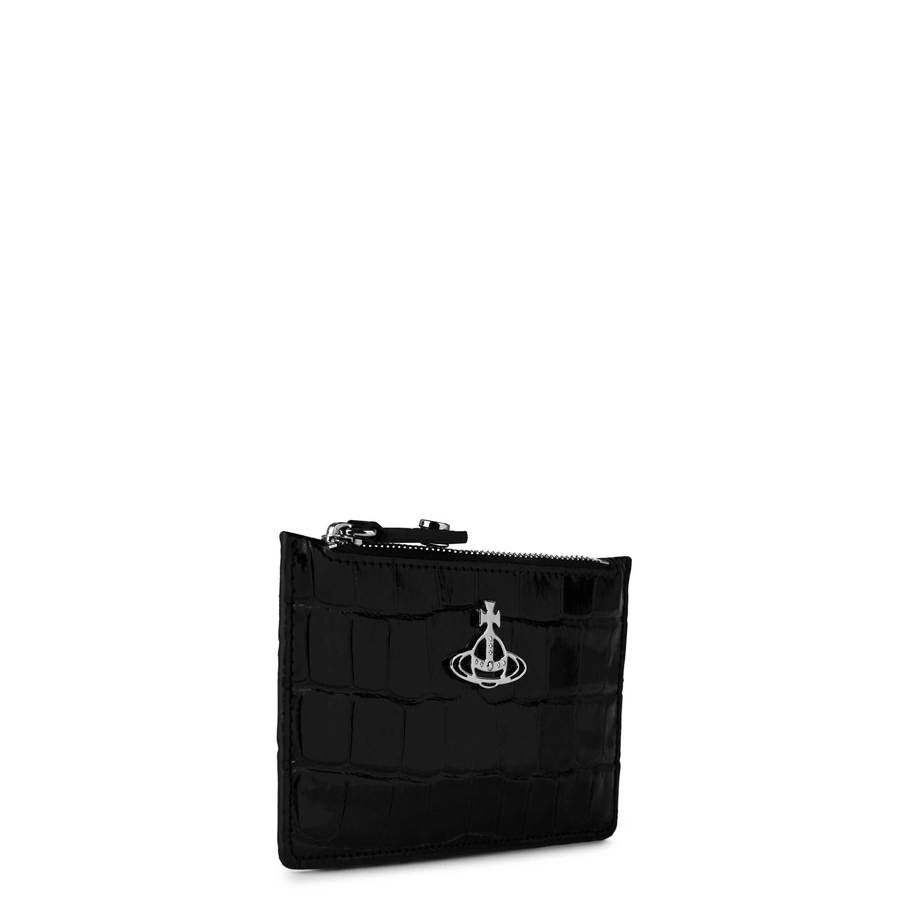 Black - Vivienne Westwood - Women's Crocodile Leather Slim Long Card Holder - 2