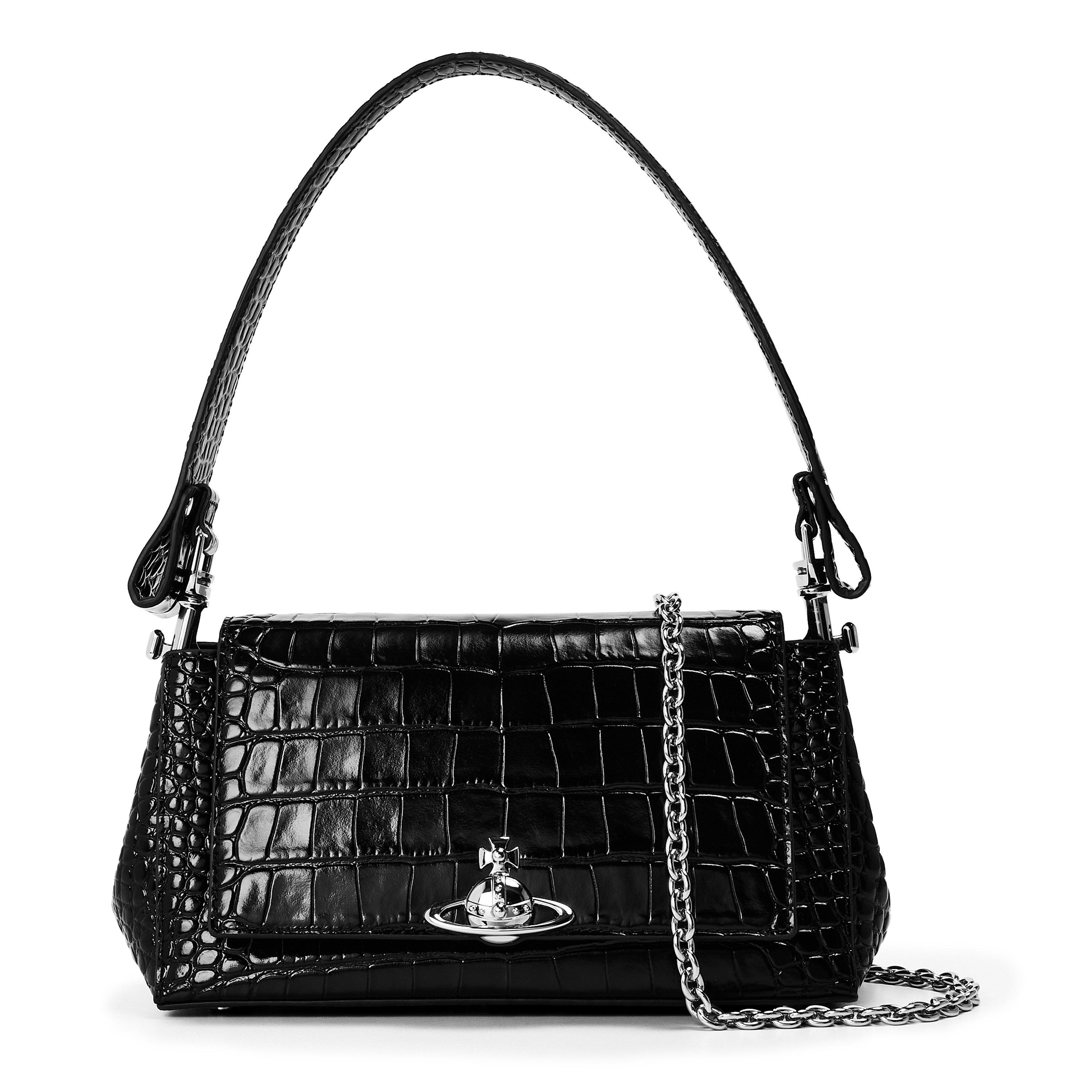Vivienne Westwood Womens Hazel Medium Shoulder Bag - Black Croc