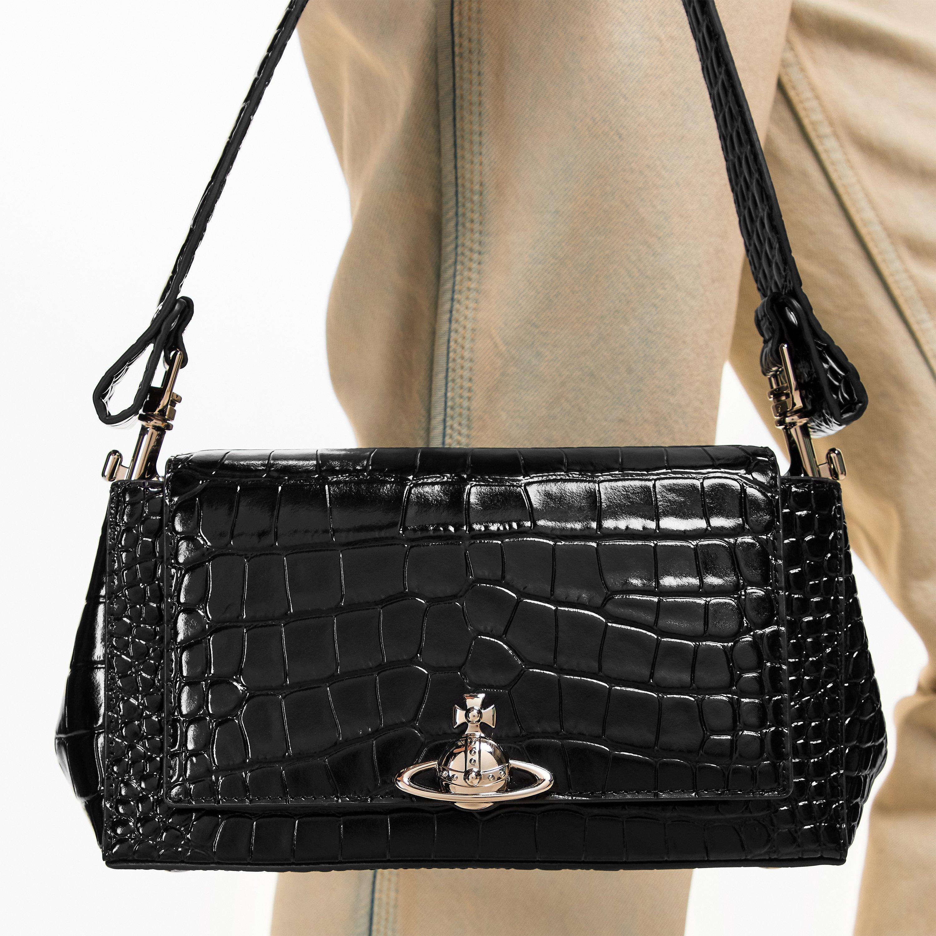 Black Croc - Vivienne Westwood - Womens Hazel Medium Shoulder Bag - 3
