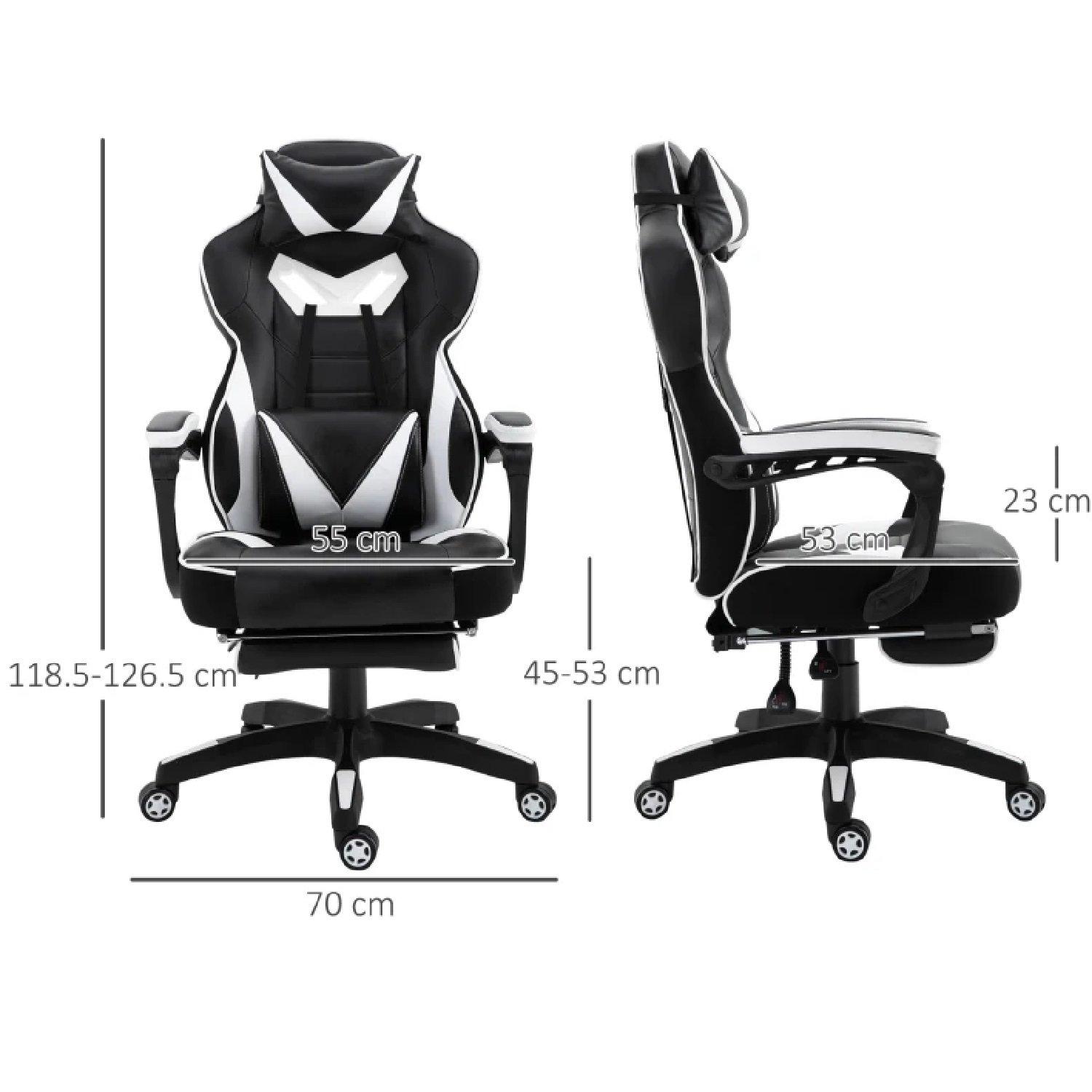 White - HOMCOM Gaming - Vinsetto PU Leather Computer Gaming Chair - 3