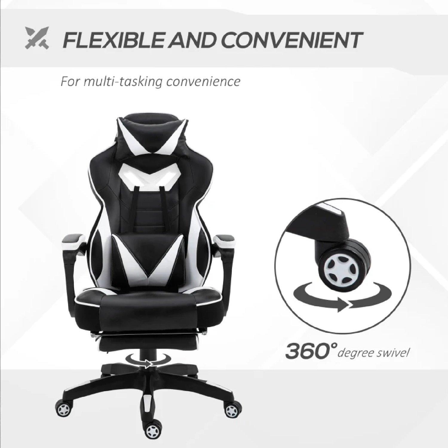White - HOMCOM Gaming - Vinsetto PU Leather Computer Gaming Chair - 6