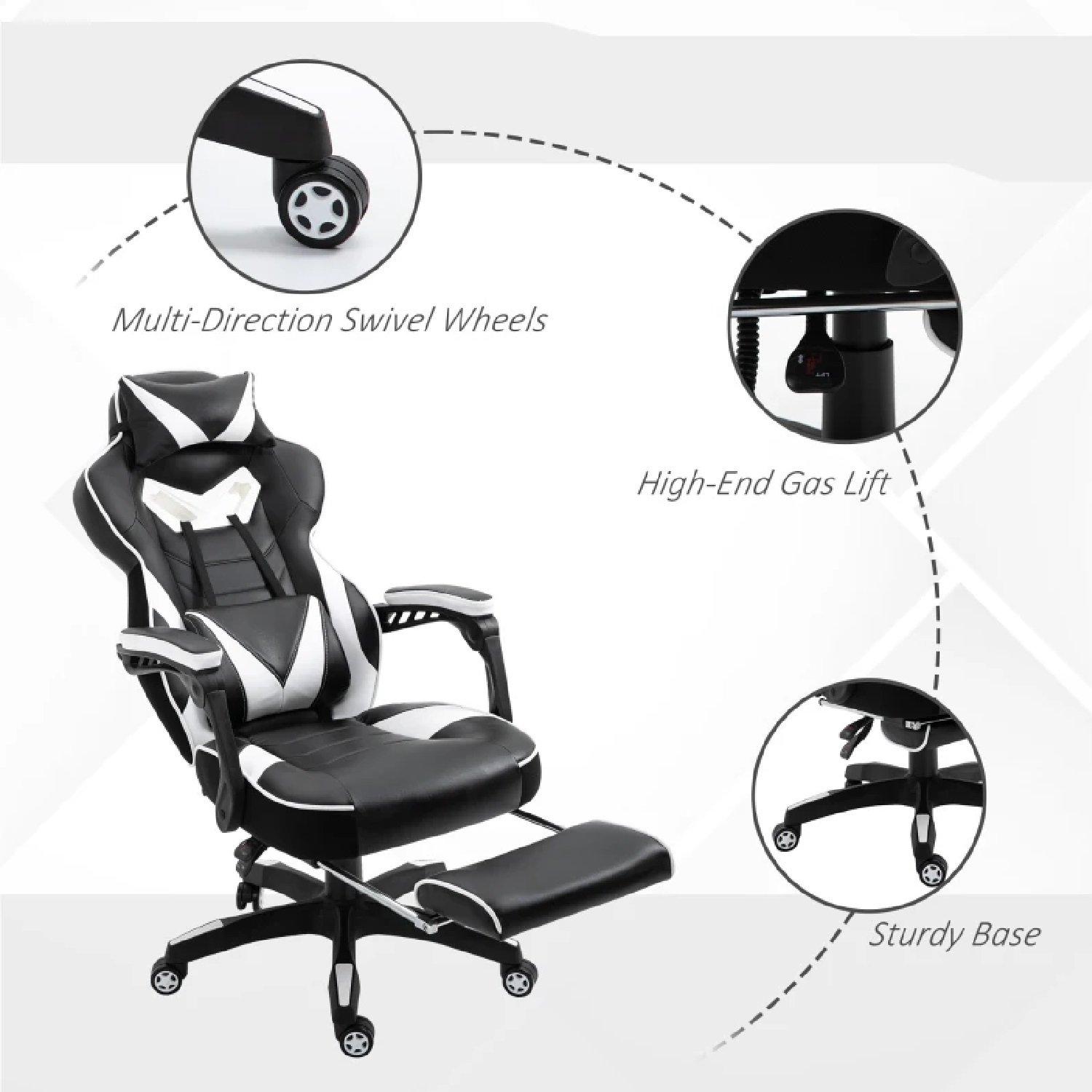 White - HOMCOM Gaming - Vinsetto PU Leather Computer Gaming Chair - 7