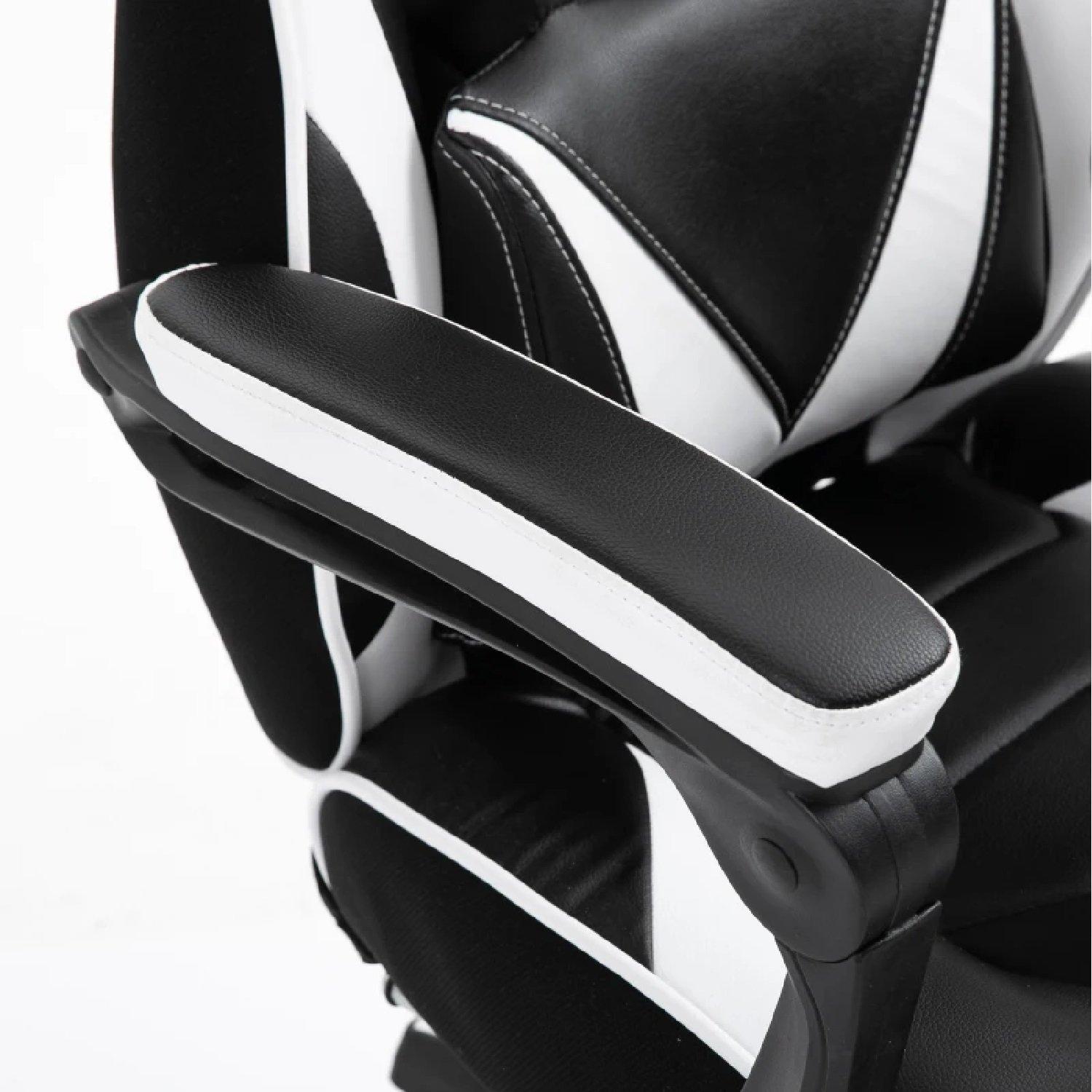 White - HOMCOM Gaming - Vinsetto PU Leather Computer Gaming Chair - 9