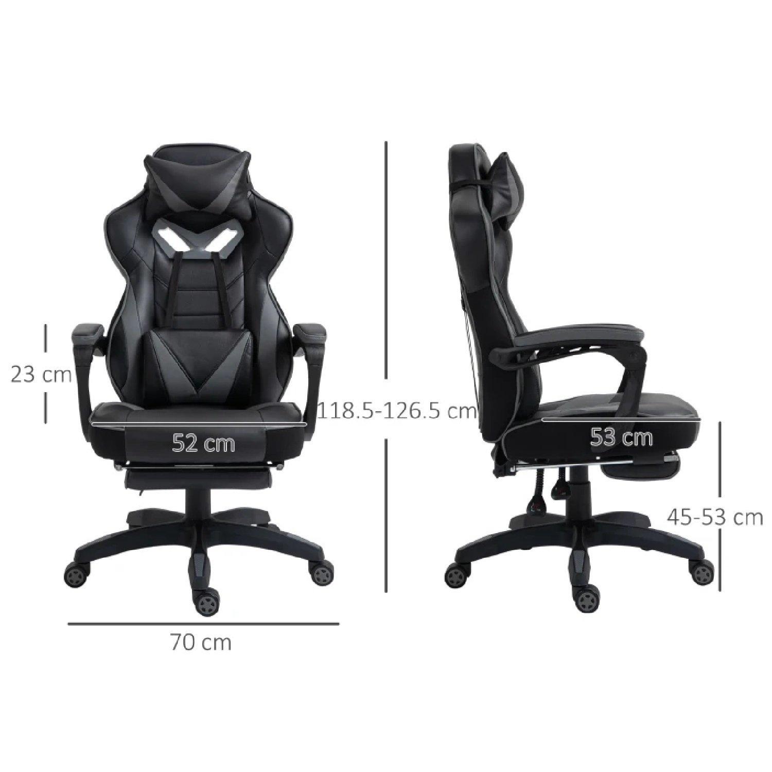 Grey - HOMCOM Gaming - Vinsetto PU Leather Computer Gaming Chair - 3