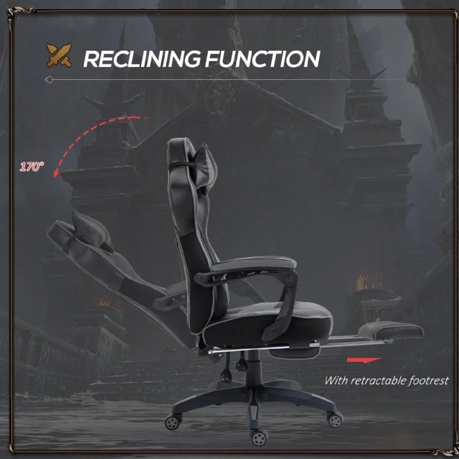 Grey - HOMCOM Gaming - Vinsetto PU Leather Computer Gaming Chair - 5