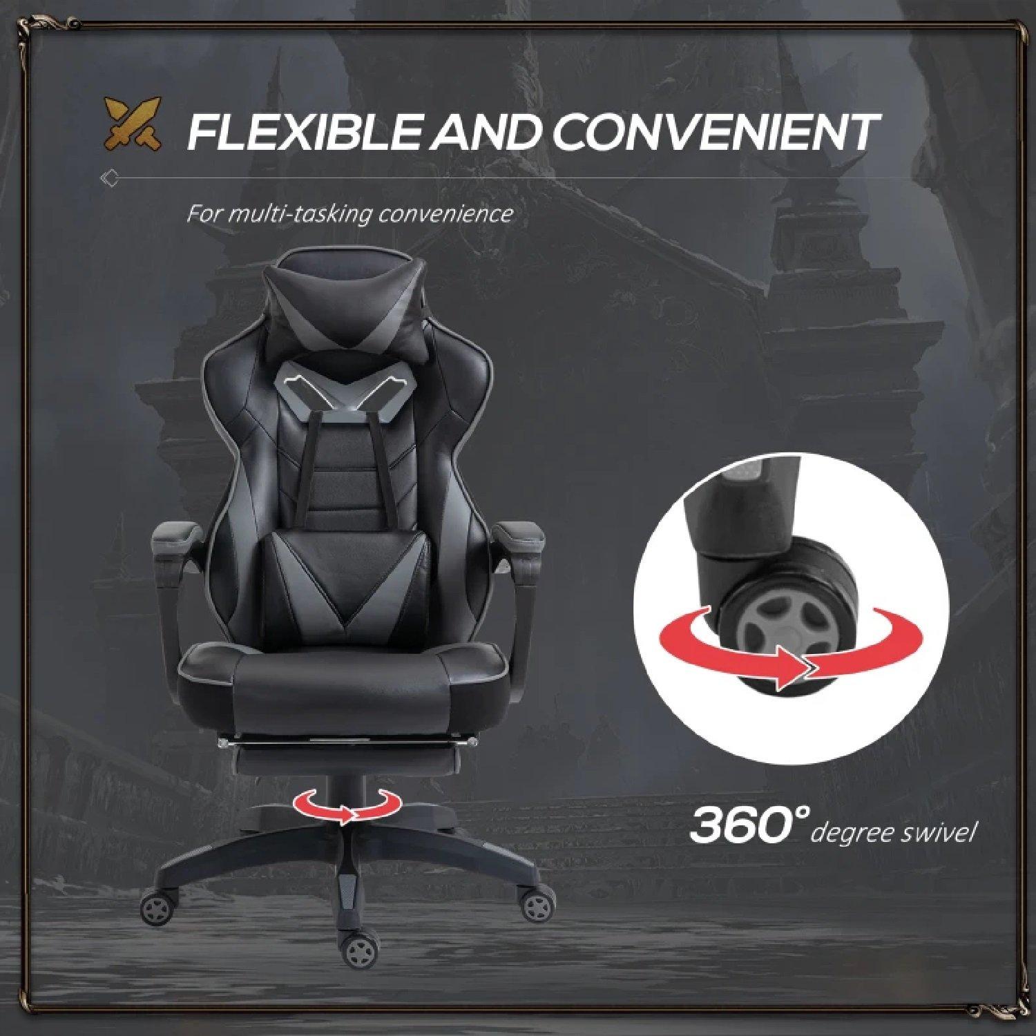 Grey - HOMCOM Gaming - Vinsetto PU Leather Computer Gaming Chair - 6
