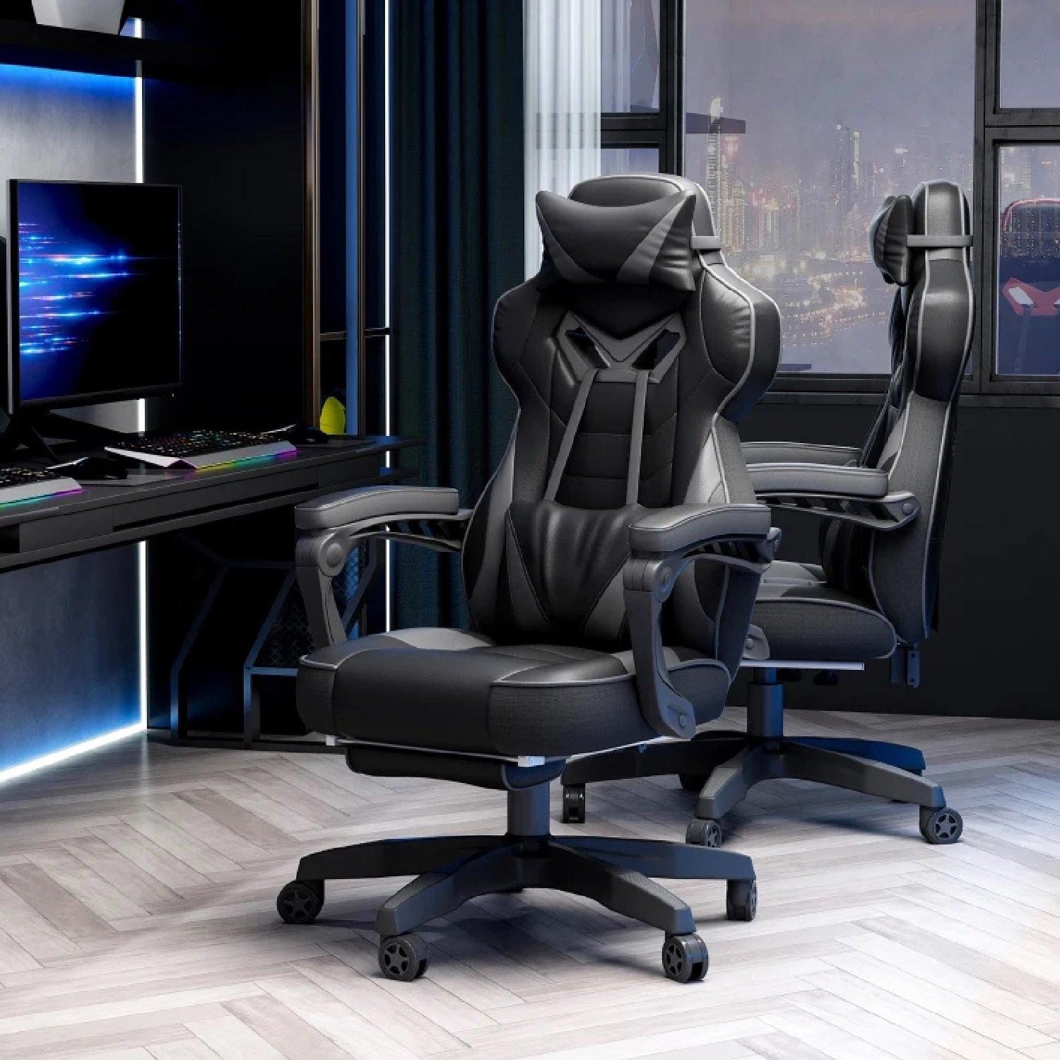 Grey - HOMCOM Gaming - Vinsetto PU Leather Computer Gaming Chair - 10