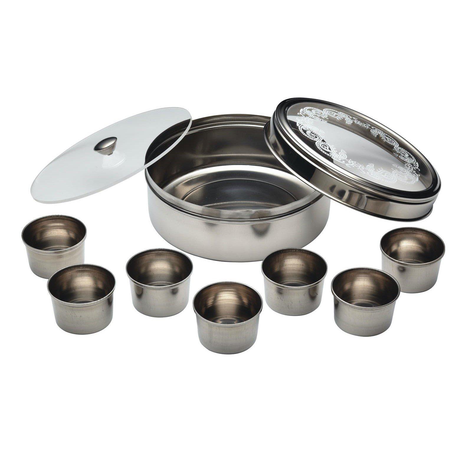 Kitchencraft  World Of Flavours Indian Masala Dabba - Silver - 8 pieces