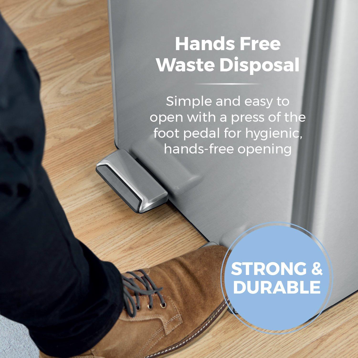 Stainless Steel - Tower - 60L Recycling Pedal Bin - 4