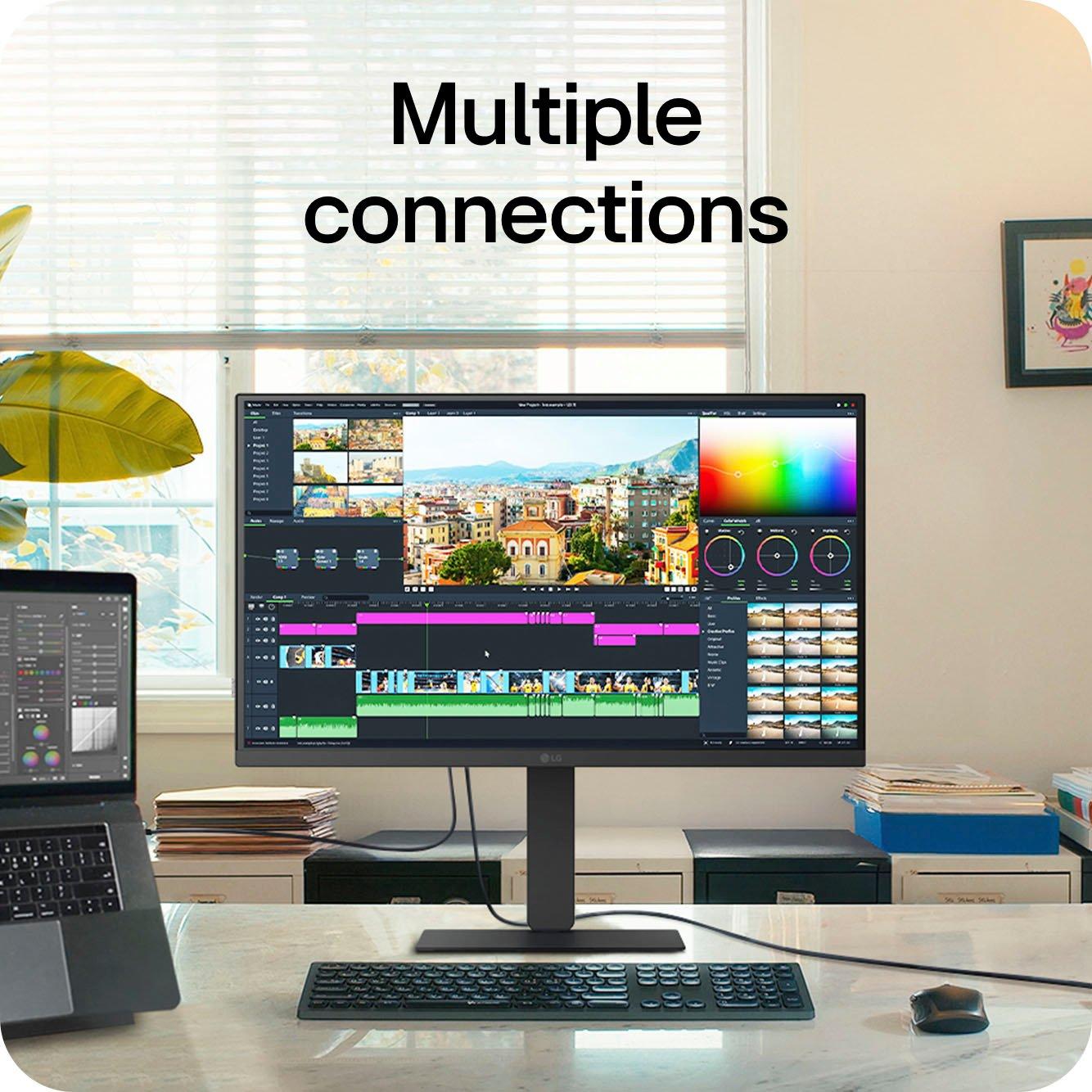 Sort - LG - 27U730A-B 27 Inch UltraFine 4K UHD IPS USB-C Monitor - 10