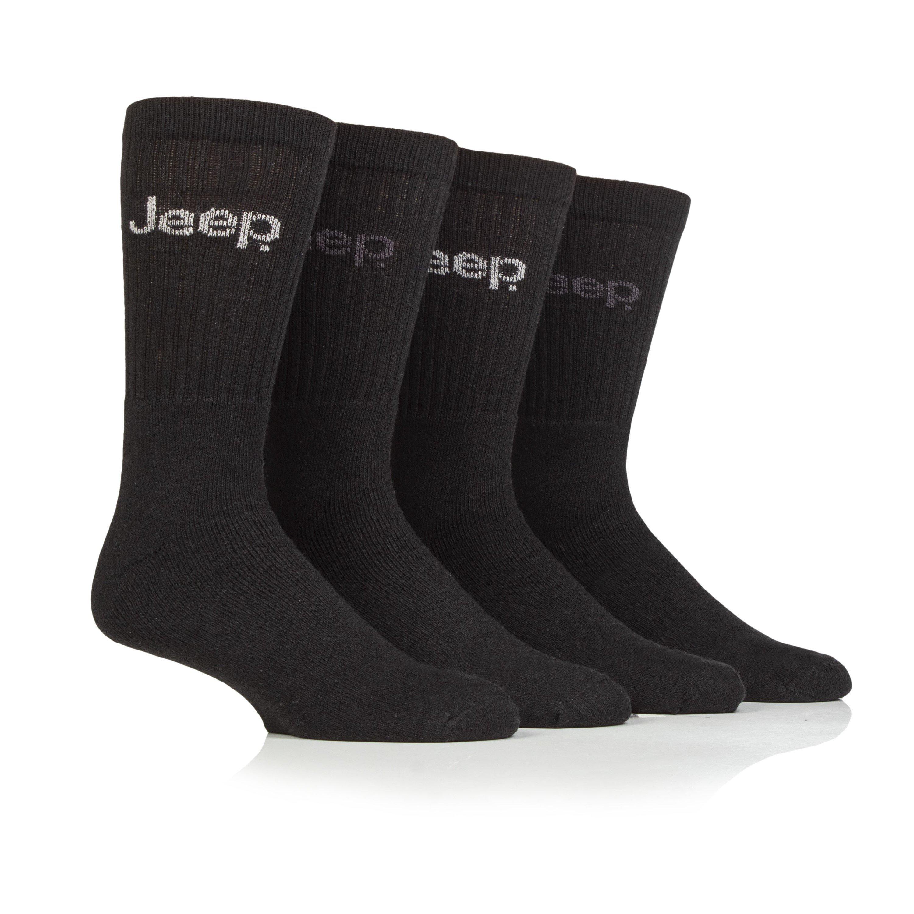 Jeep Men's Plain Boot Socks - Black/Black - Mens 6-11