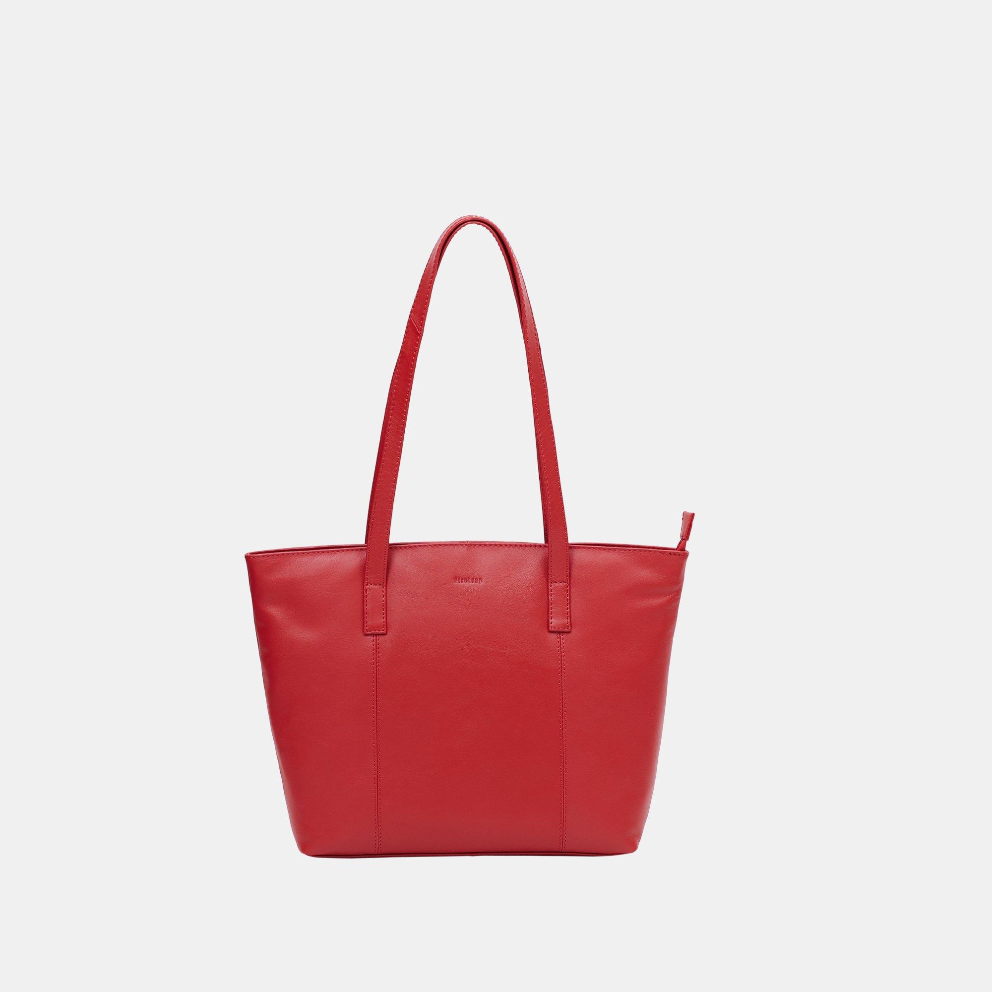Robust Red - Firetrap - Women's Work Leather Zip Tote Bag - 1
