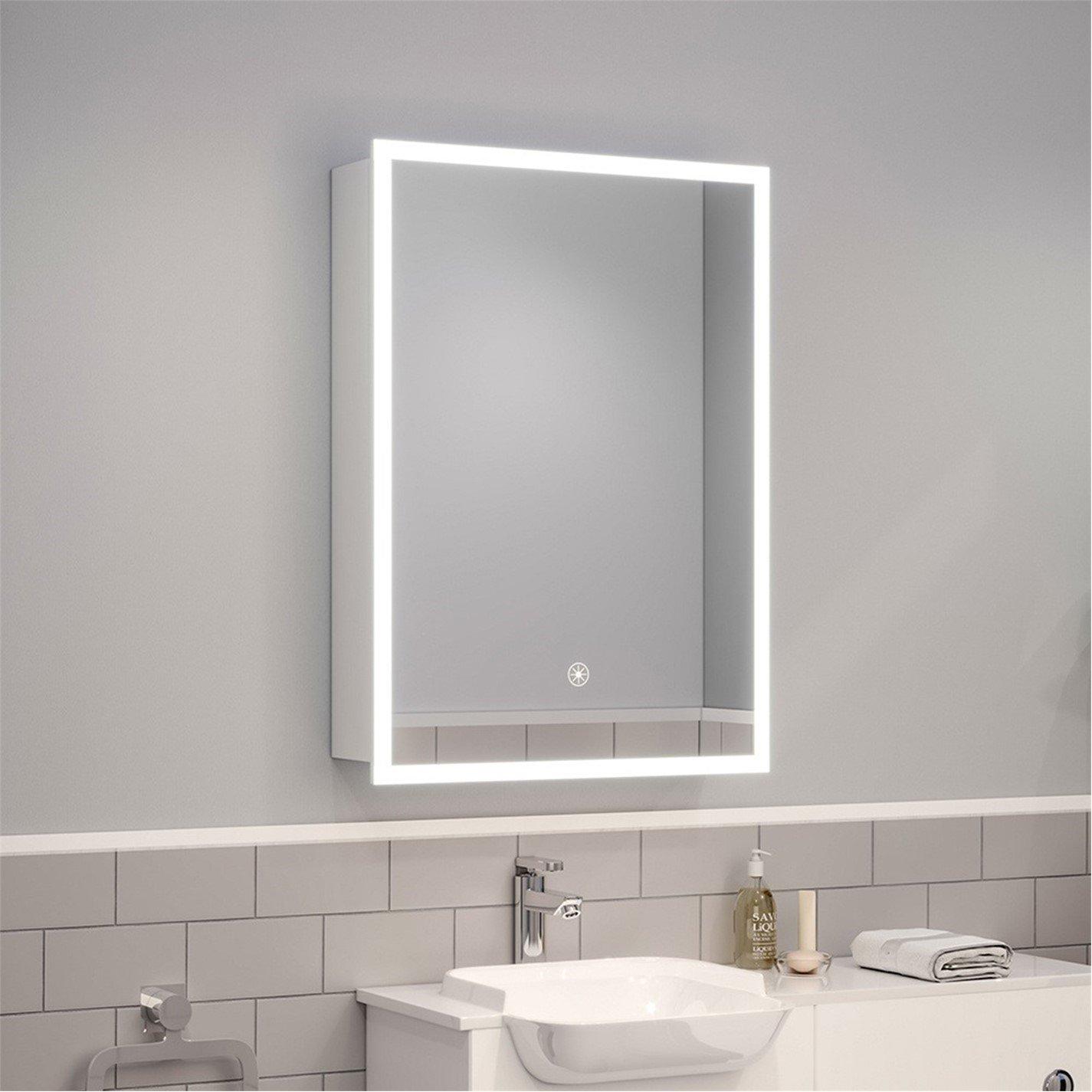 White - Kabinet UK - Wall-Mount LED Mirror Cabinet with Single Door - 1