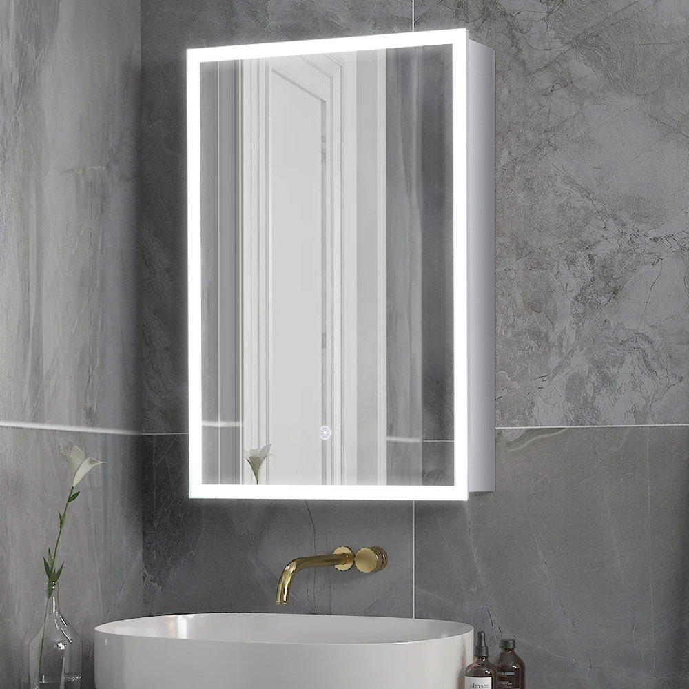 White - Kabinet UK - Wall-Mount LED Mirror Cabinet with Single Door - 2