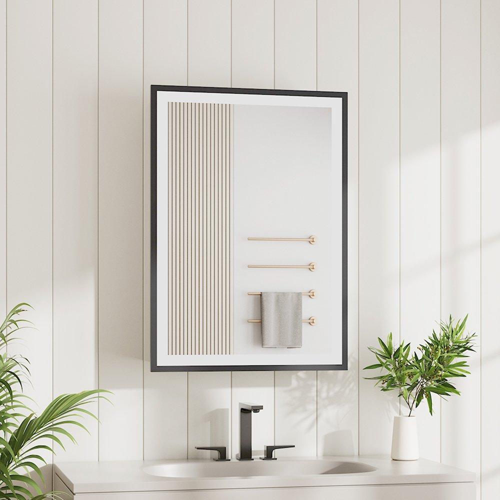 Black - Kabinet UK - Surface-Mount LED Mirror Cabinet with Single Door - 1