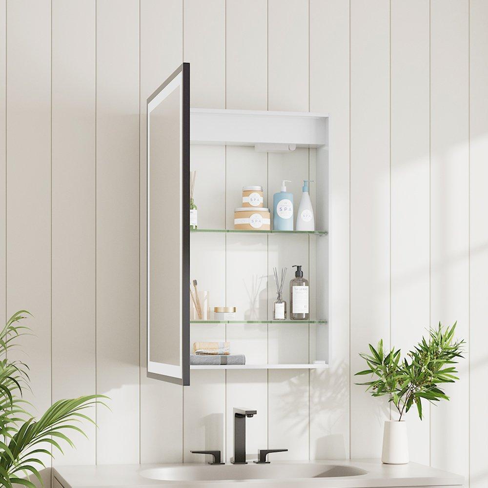 Black - Kabinet UK - Surface-Mount LED Mirror Cabinet with Single Door - 2