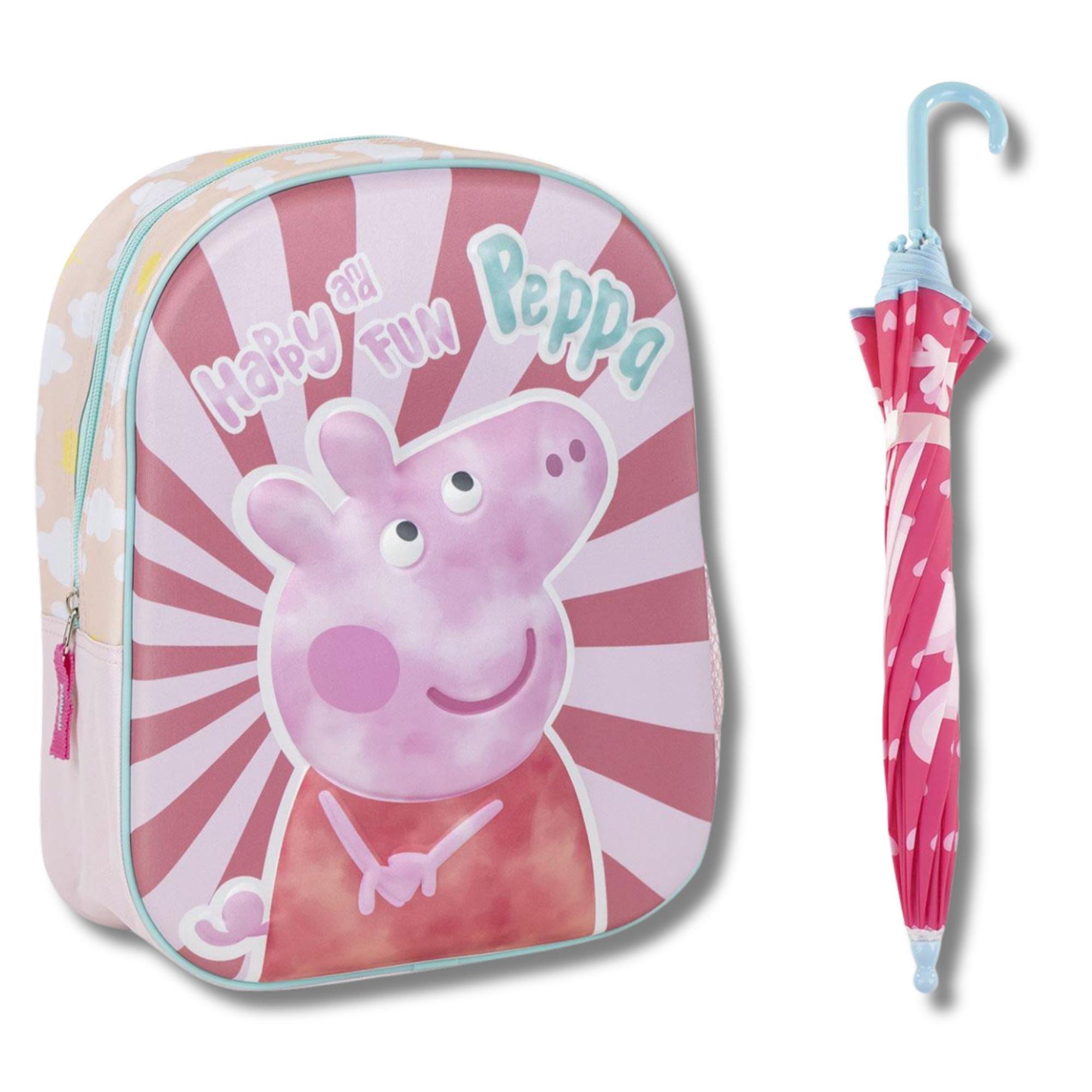 Peppa Pig  Kids 3D Backpack & Umbrella - Pink