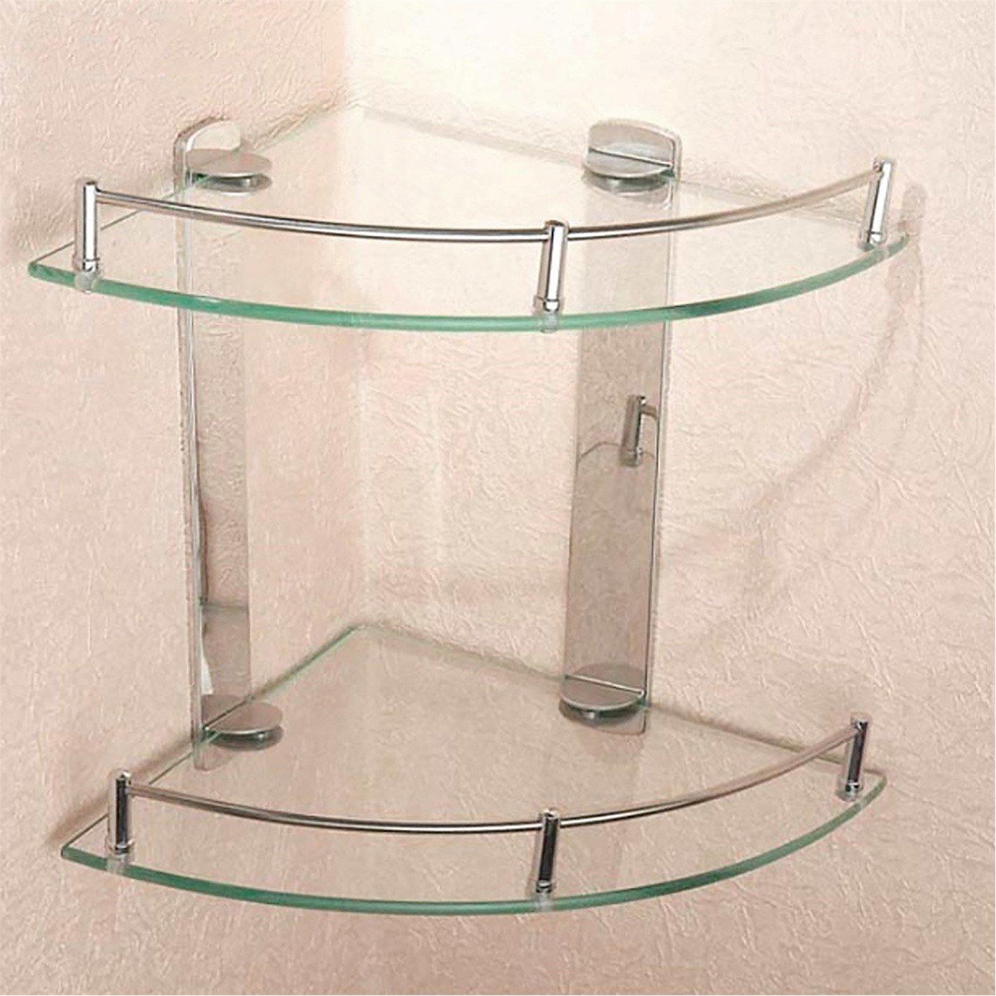 Transparent - LIFE IDEAS - 2-Tier Tempered Glass Bathroom Corner Shelf - 1