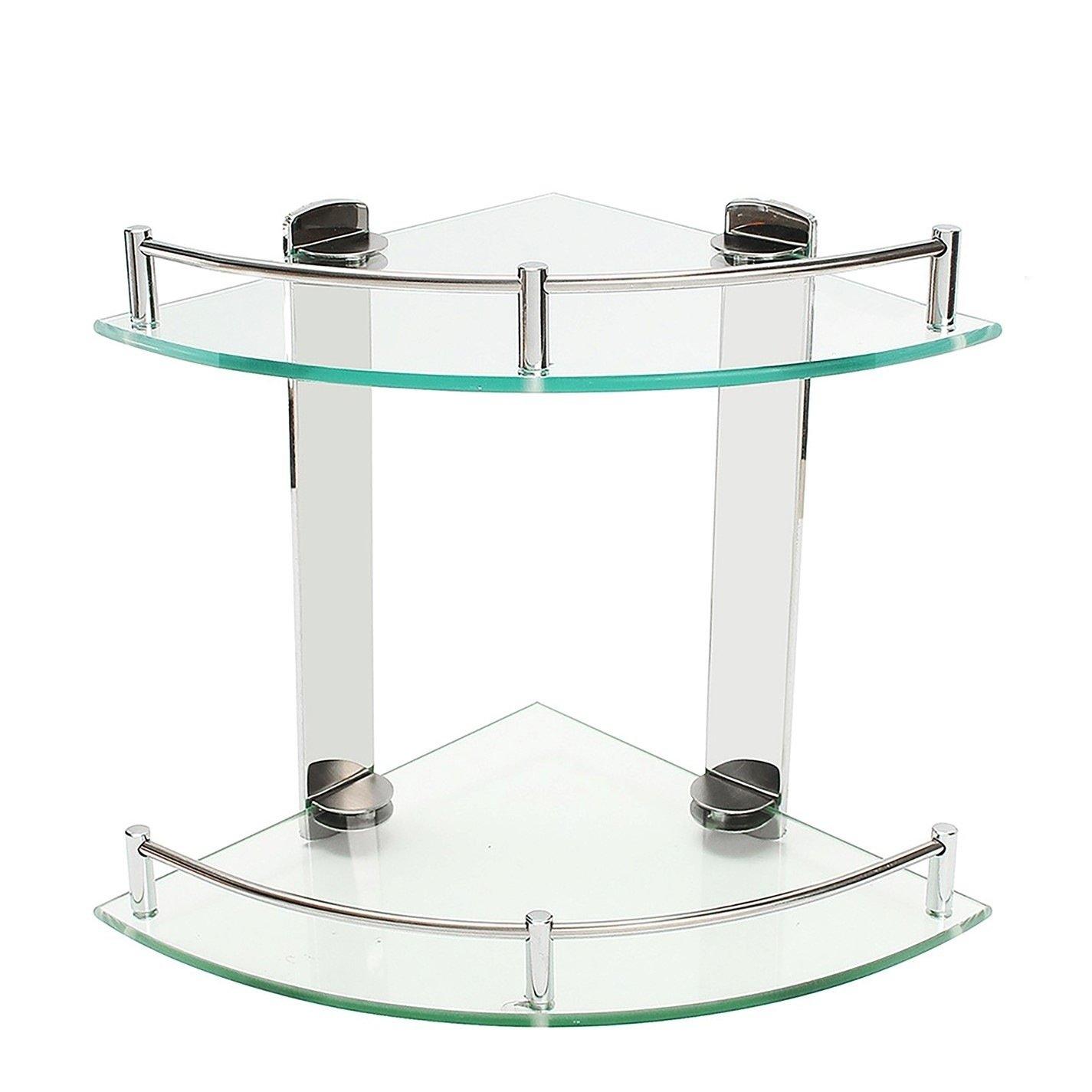 Transparent - LIFE IDEAS - 2-Tier Tempered Glass Bathroom Corner Shelf - 2