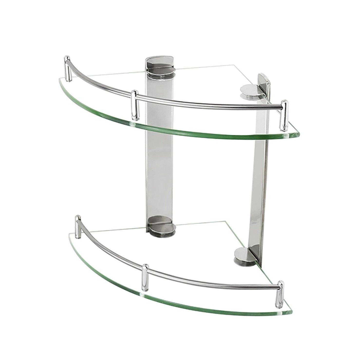 Transparent - LIFE IDEAS - 2-Tier Tempered Glass Bathroom Corner Shelf - 3