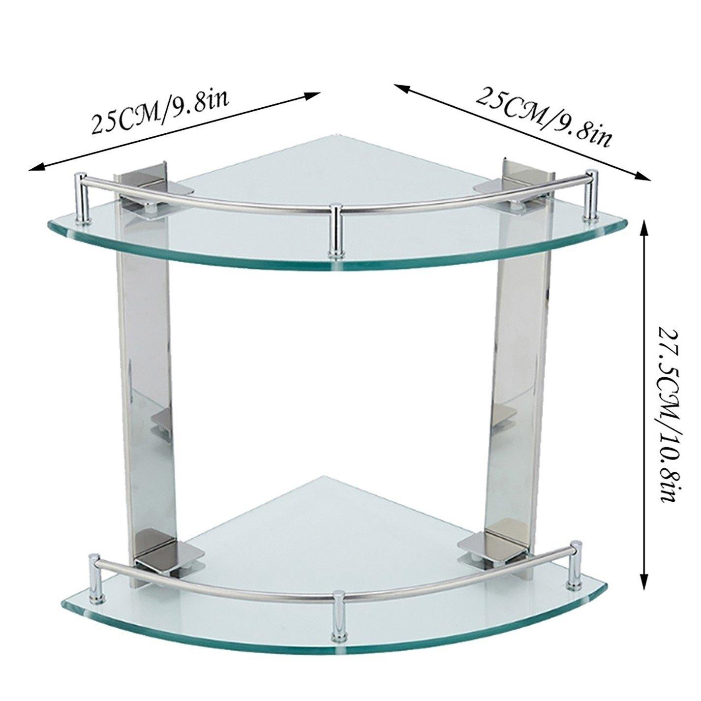 Transparent - LIFE IDEAS - 2-Tier Tempered Glass Bathroom Corner Shelf - 4