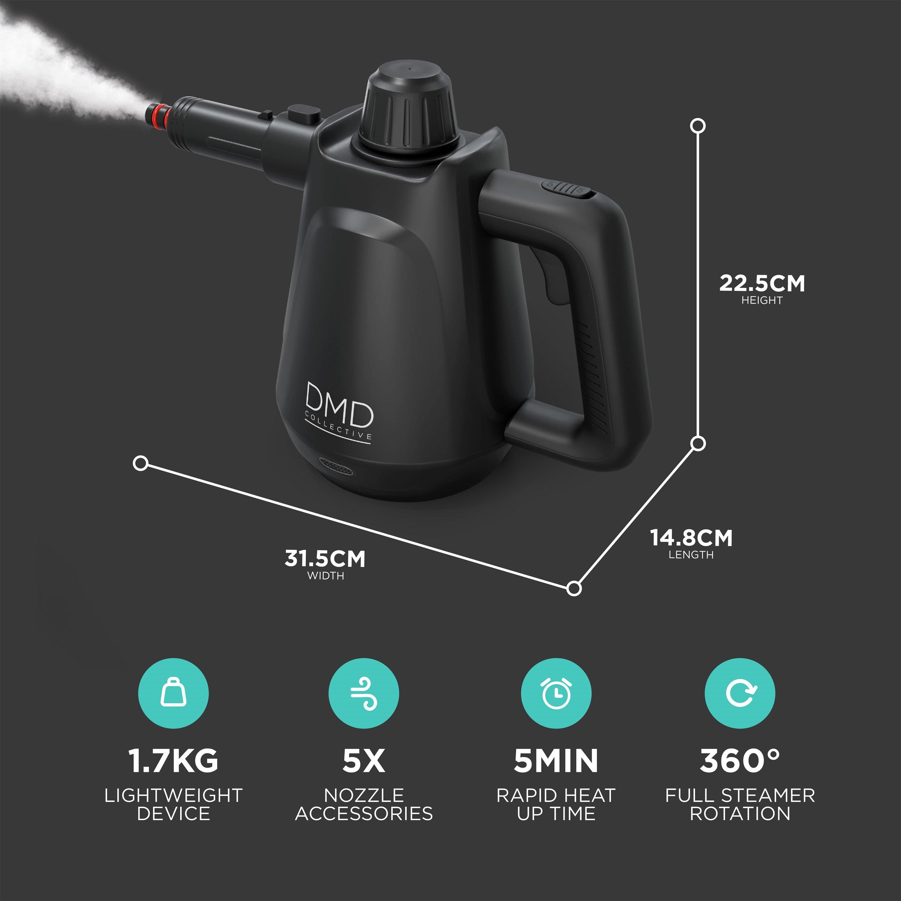 Black - DMD Collective - 9-Piece Handheld Steam Cleaner Kit - 2