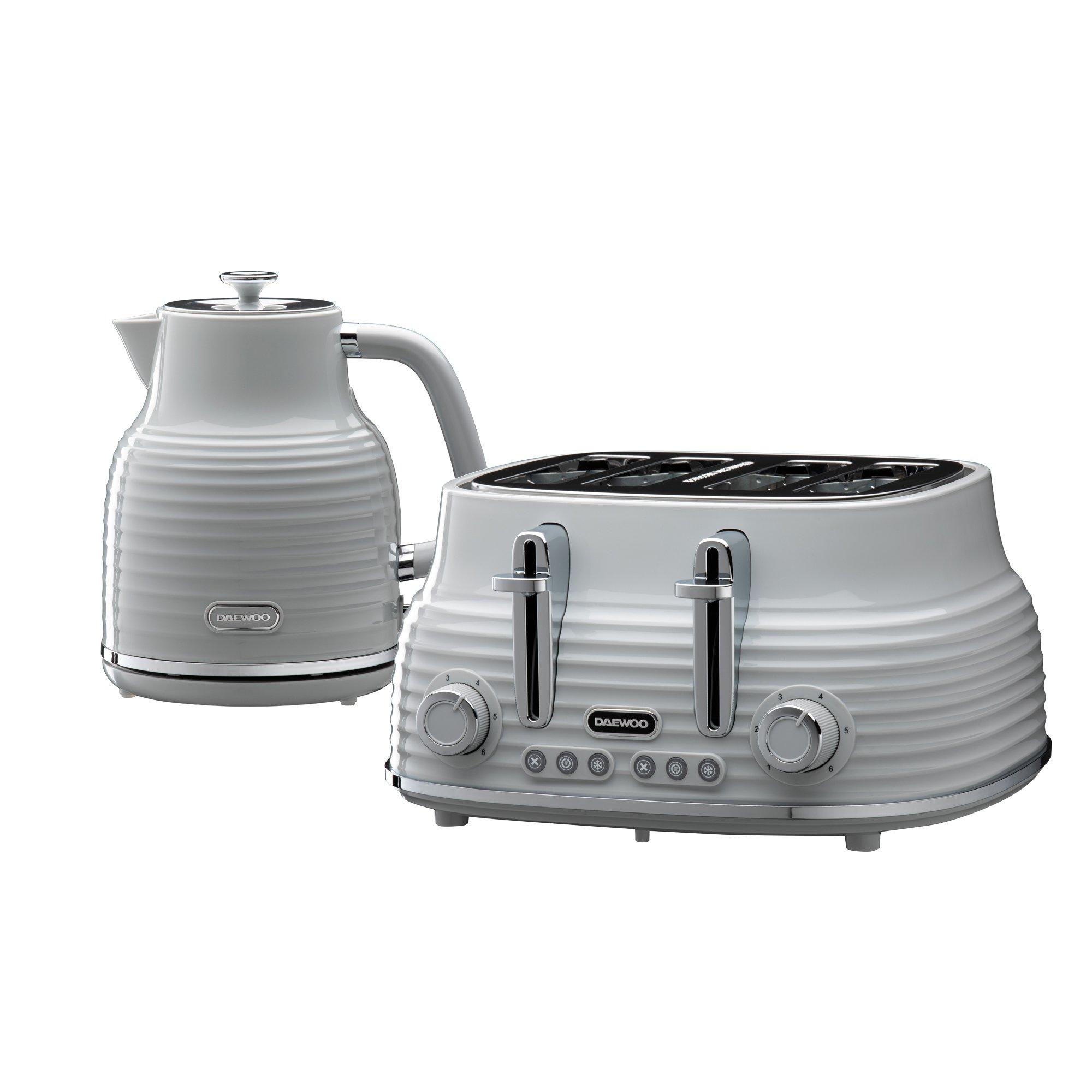 Daewoo Electricals  Sienna Kettle & 4 Slice Toaster - Grey
