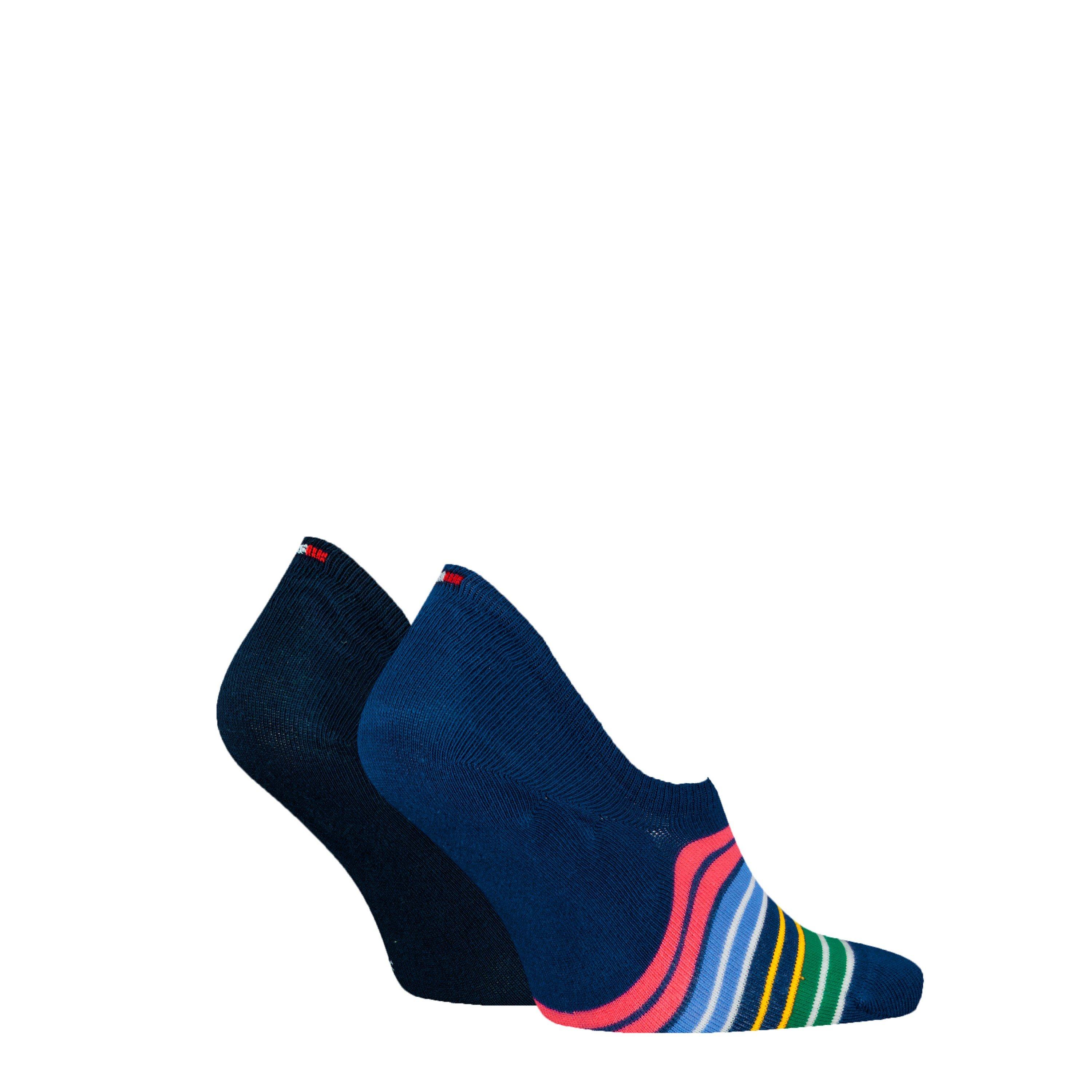 Blue/Navy Combo - Tommy Hilfiger - Men's Striped Invisible Socks - 2