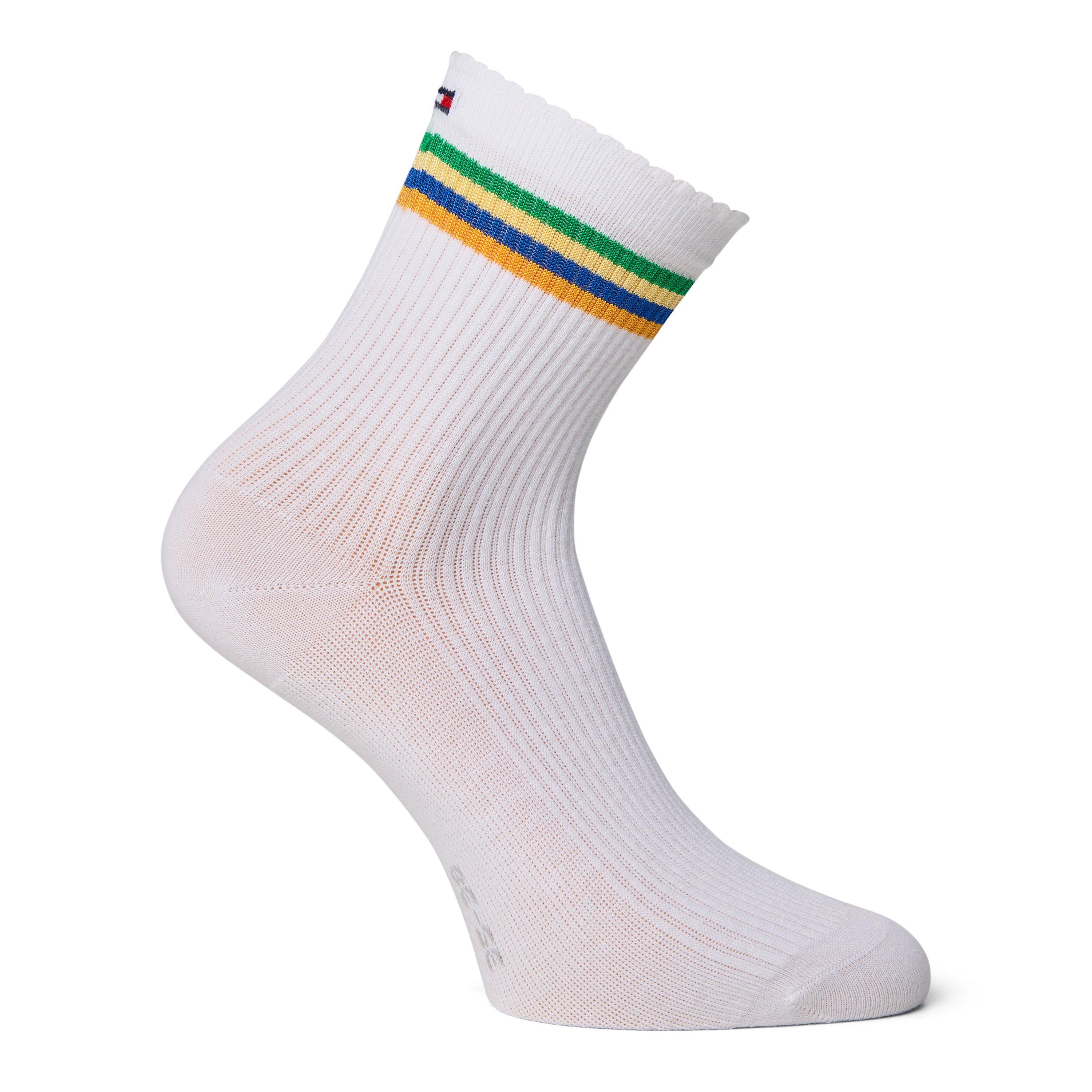 Tommy Hilfiger Women's Ribbed Logo Ankle Socks - White - 2.5-5