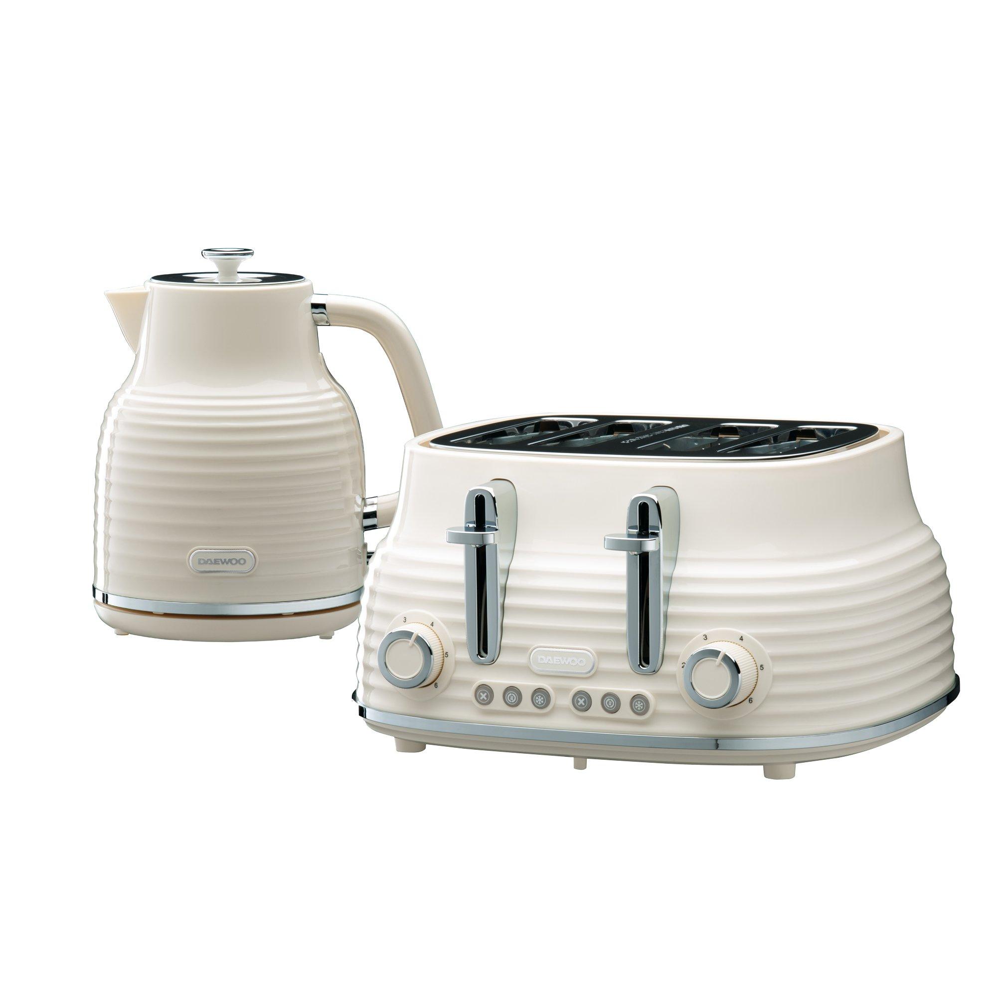 Daewoo Electricals  Sienna Kettle & 4 Slice Toaster - Cream