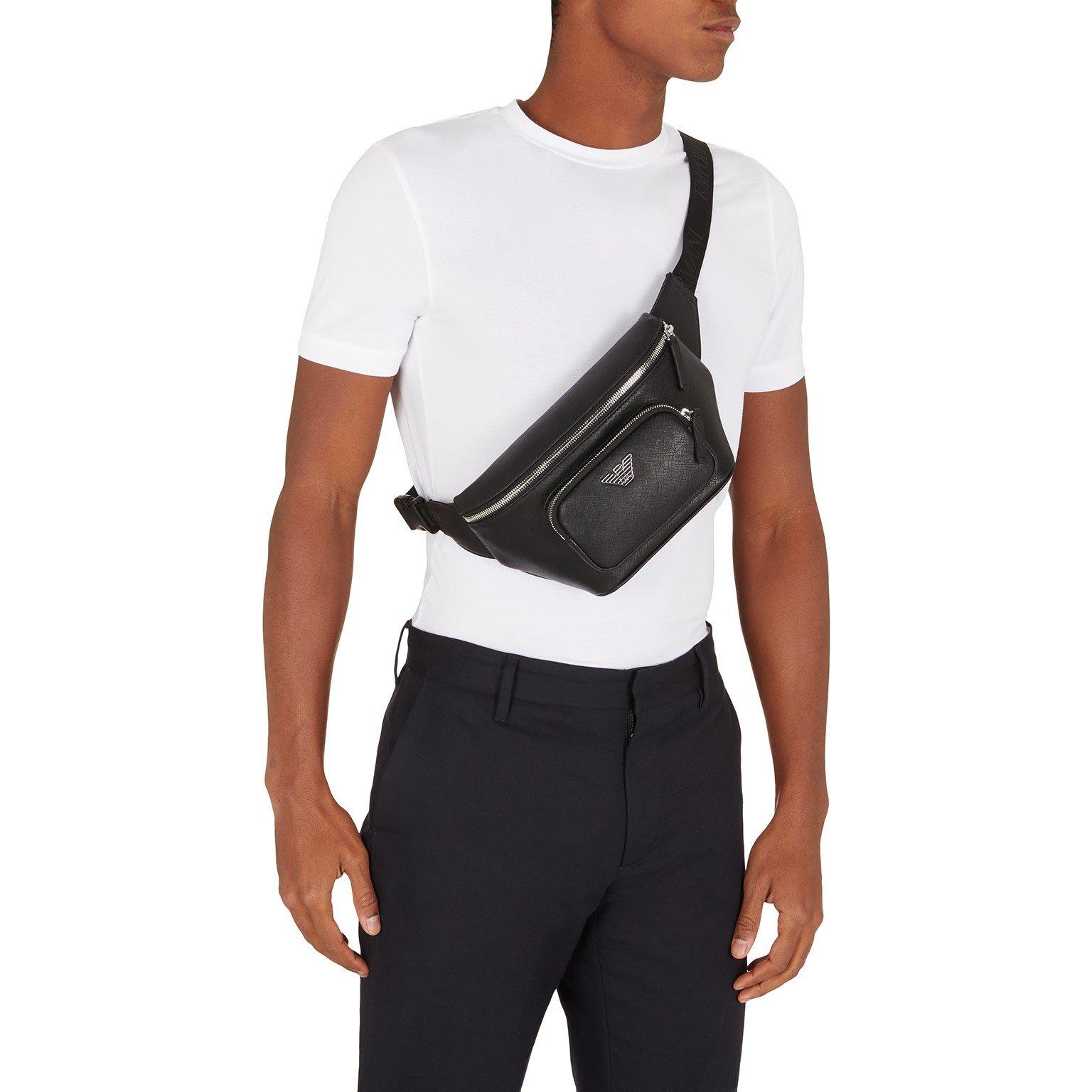 Black 81072 - Emporio Armani - Men's Badge Bum Bag - 7