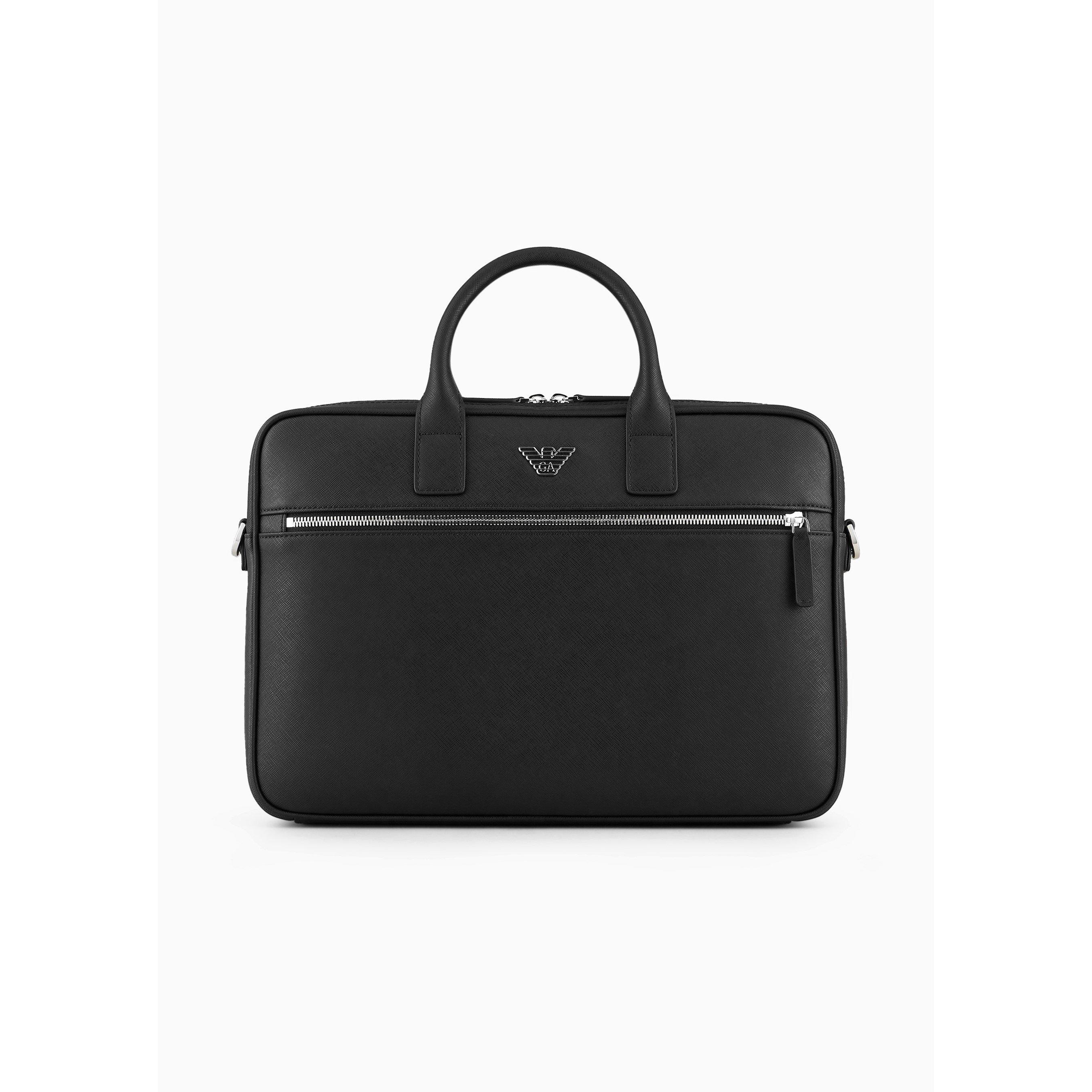 Emporio Armani Regenerated Saffiano Leather Business Bag - Black 81072