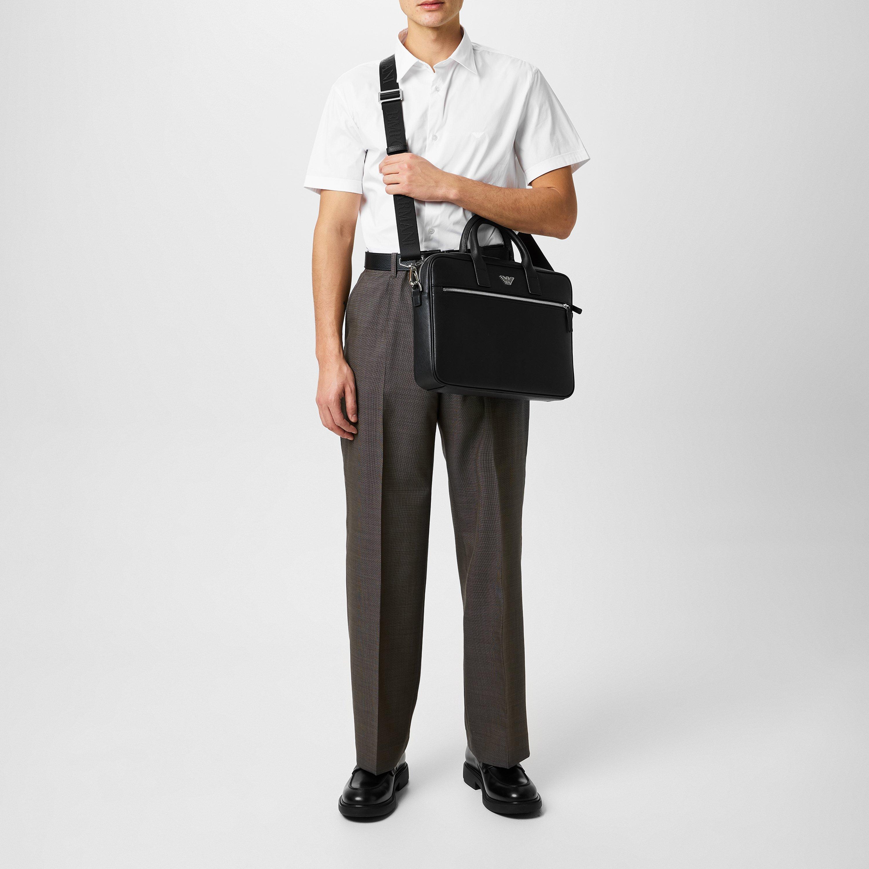 Black 81072 - Emporio Armani - Regenerated Saffiano Leather Business Bag - 2