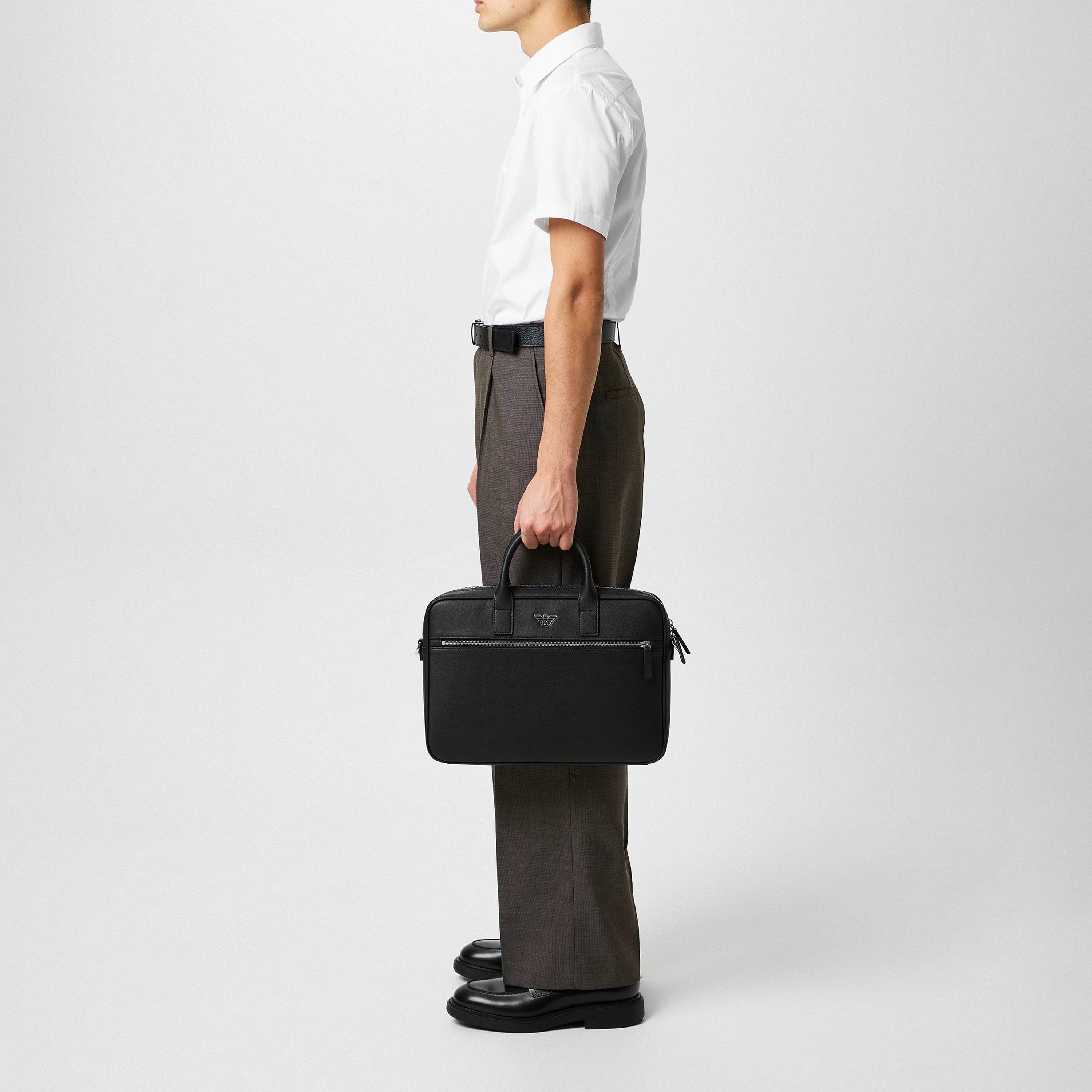 Black 81072 - Emporio Armani - Regenerated Saffiano Leather Business Bag - 7