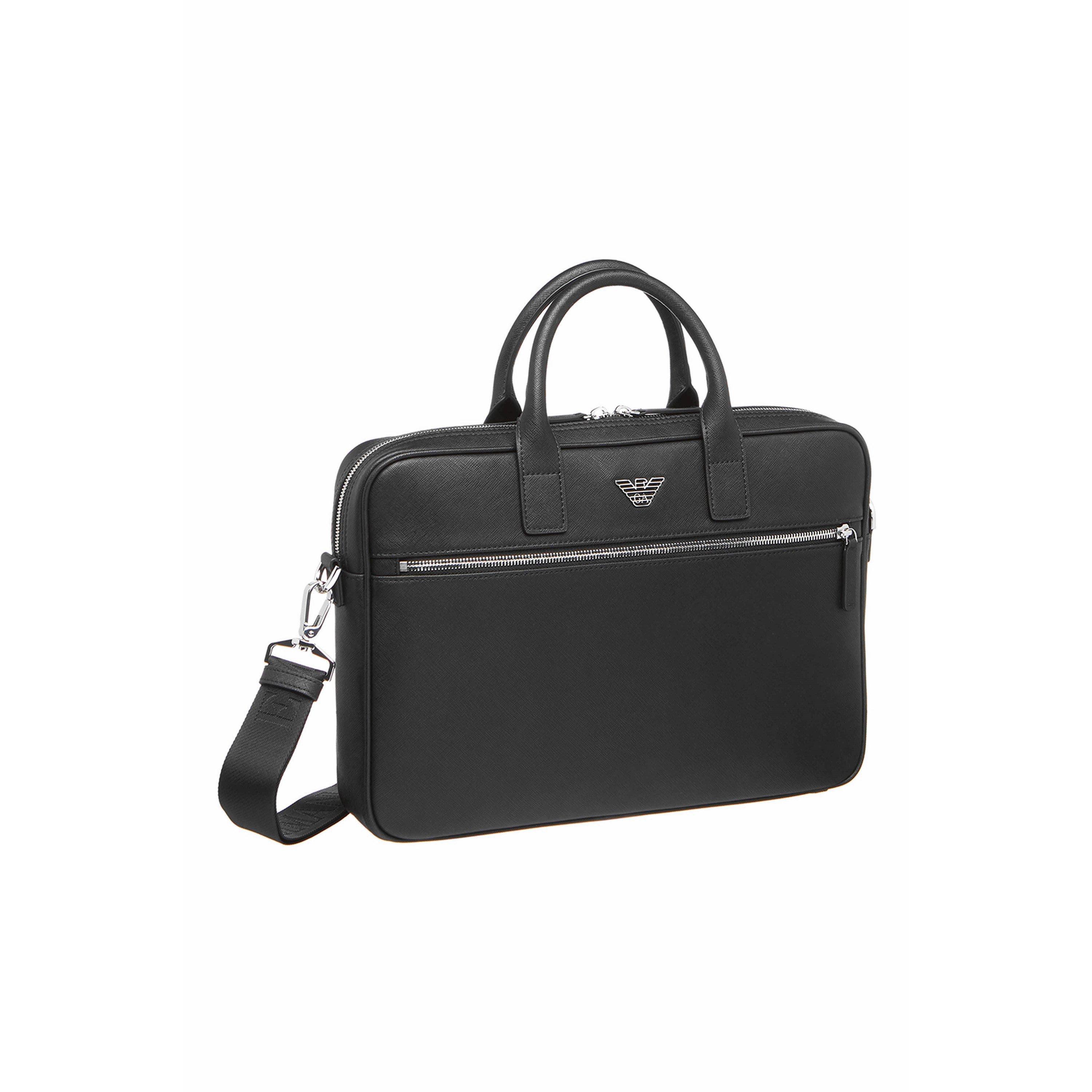 Black 81072 - Emporio Armani - Regenerated Saffiano Leather Business Bag - 3