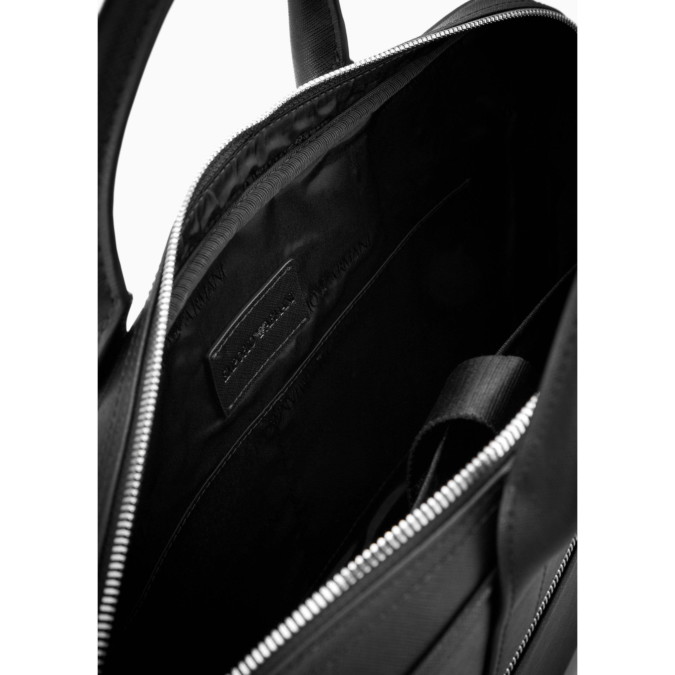 Black 81072 - Emporio Armani - Regenerated Saffiano Leather Business Bag - 4