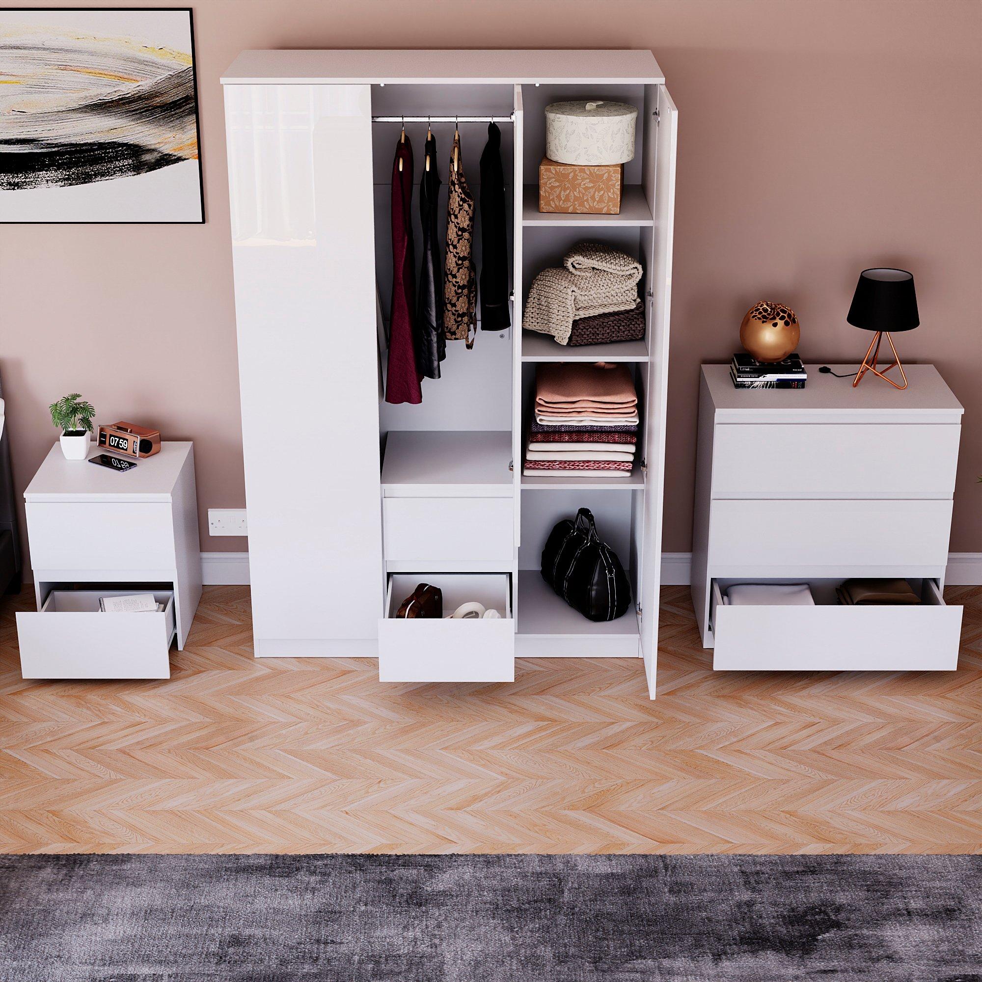 White - Lassic - Vida Designs Glinton Gloss 3 Piece Bedroom Set 6 - 2