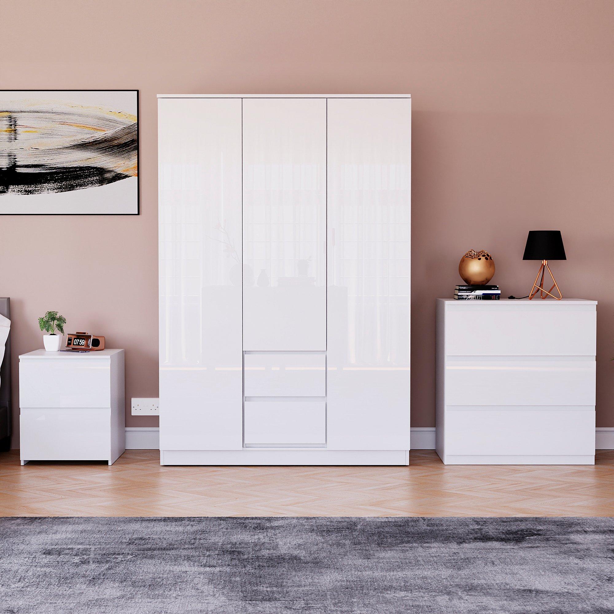 White - Lassic - Vida Designs Glinton Gloss 3 Piece Bedroom Set 6 - 3