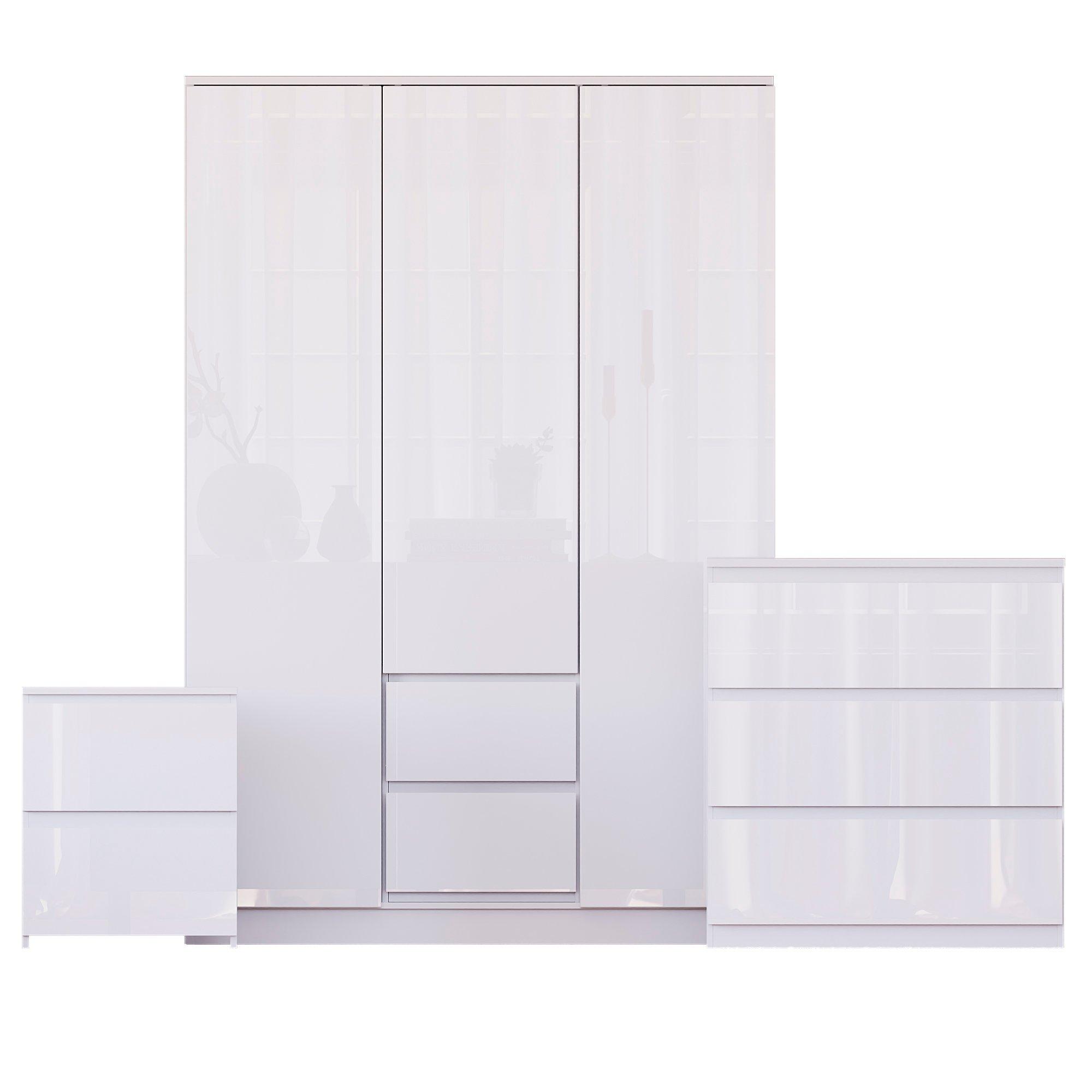 White - Lassic - Vida Designs Glinton Gloss 3 Piece Bedroom Set 6 - 10
