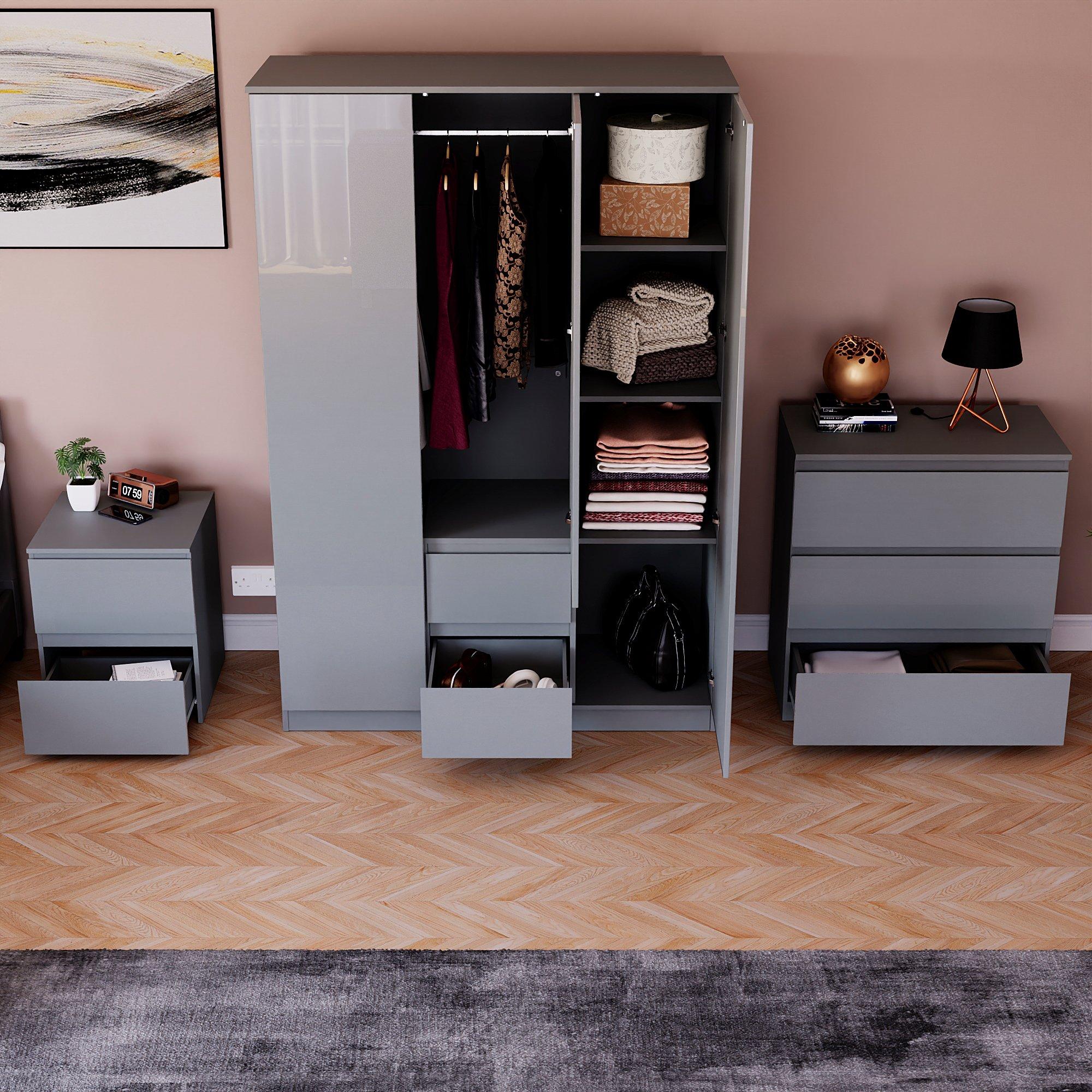 Grey - Lassic - Vida Designs Glinton Gloss 3 Piece Bedroom Set 6 - 2