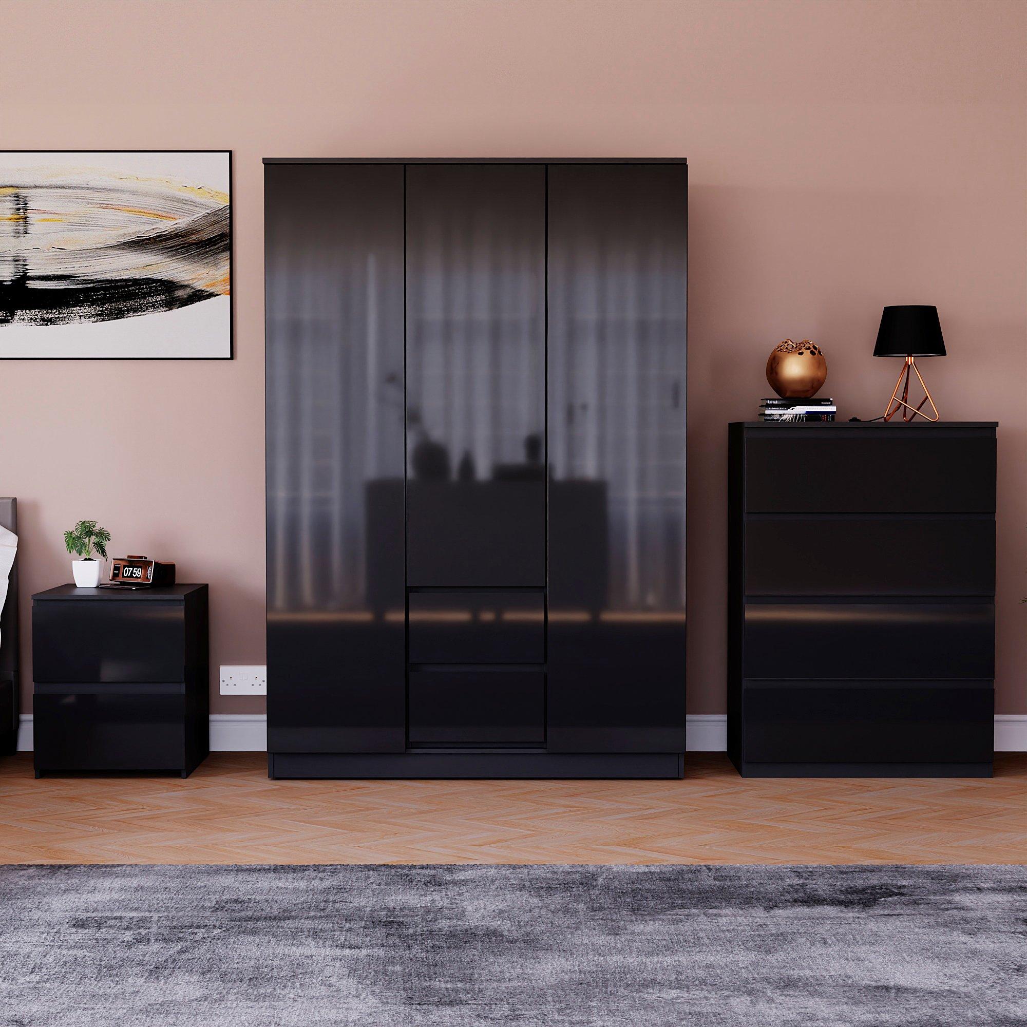 Black - Lassic - Vida Designs Glinton Gloss 3 Piece Bedroom Set 7 - 3