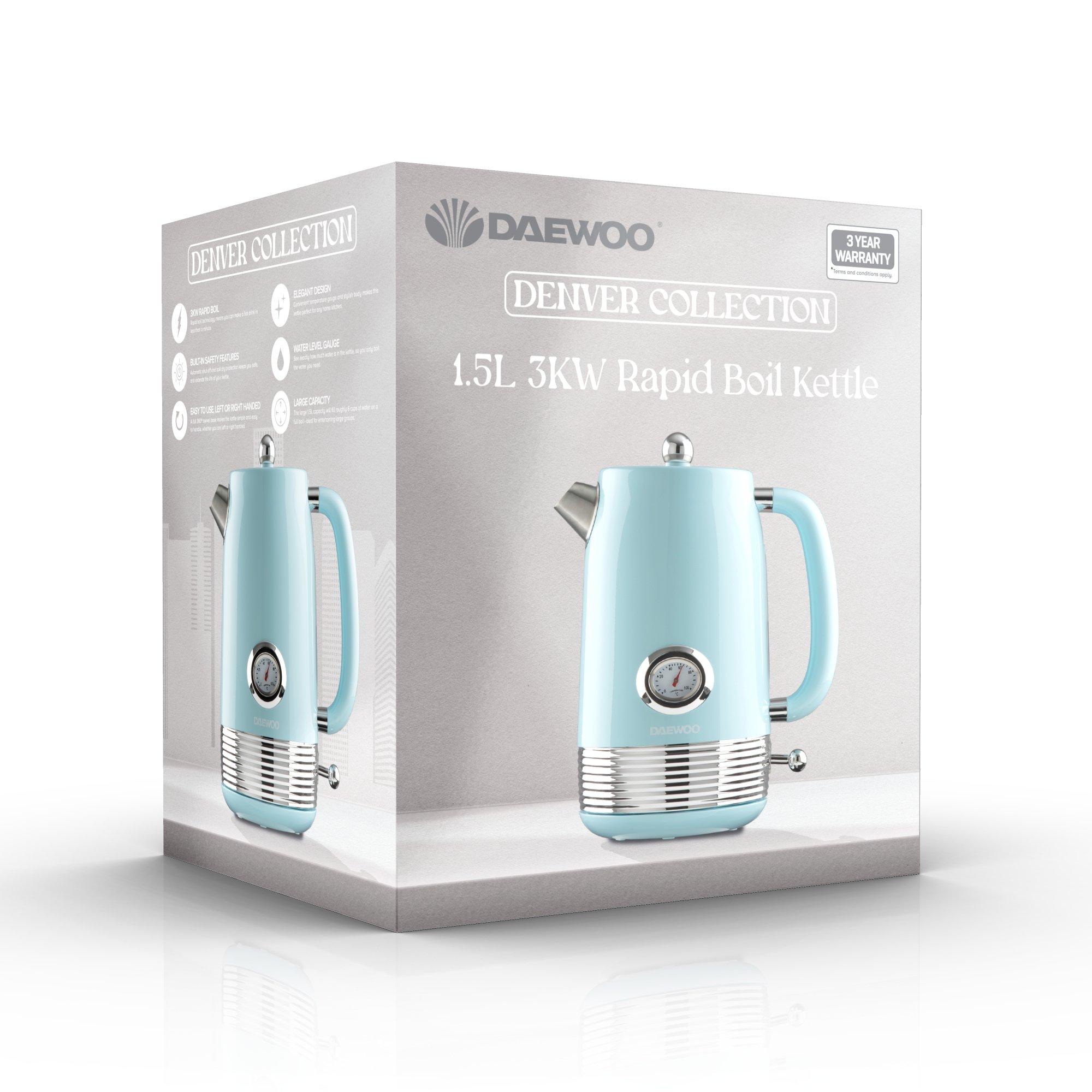 Sky Blue - Daewoo Electricals - DENVER 1.5L 3kW KETTLE SKY BLUE - 2