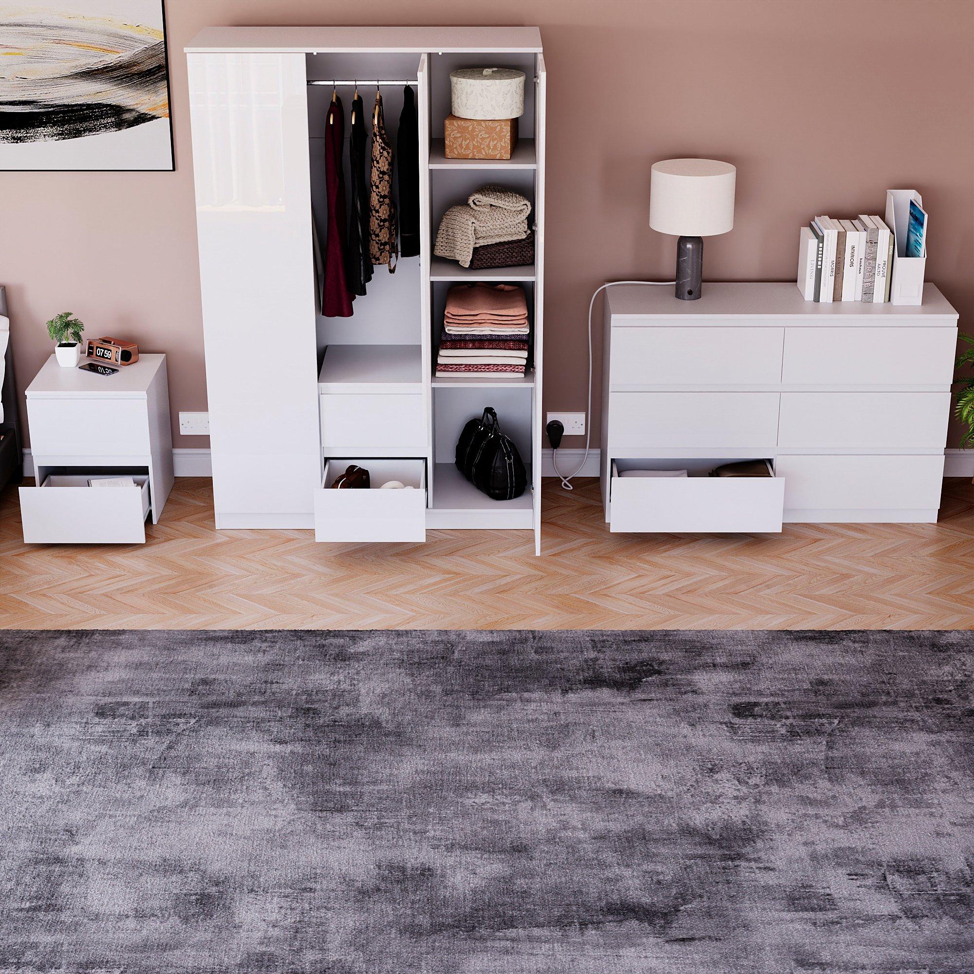 White - Lassic - Vida Designs Glinton Gloss 3 Piece Bedroom Set 9 - 2