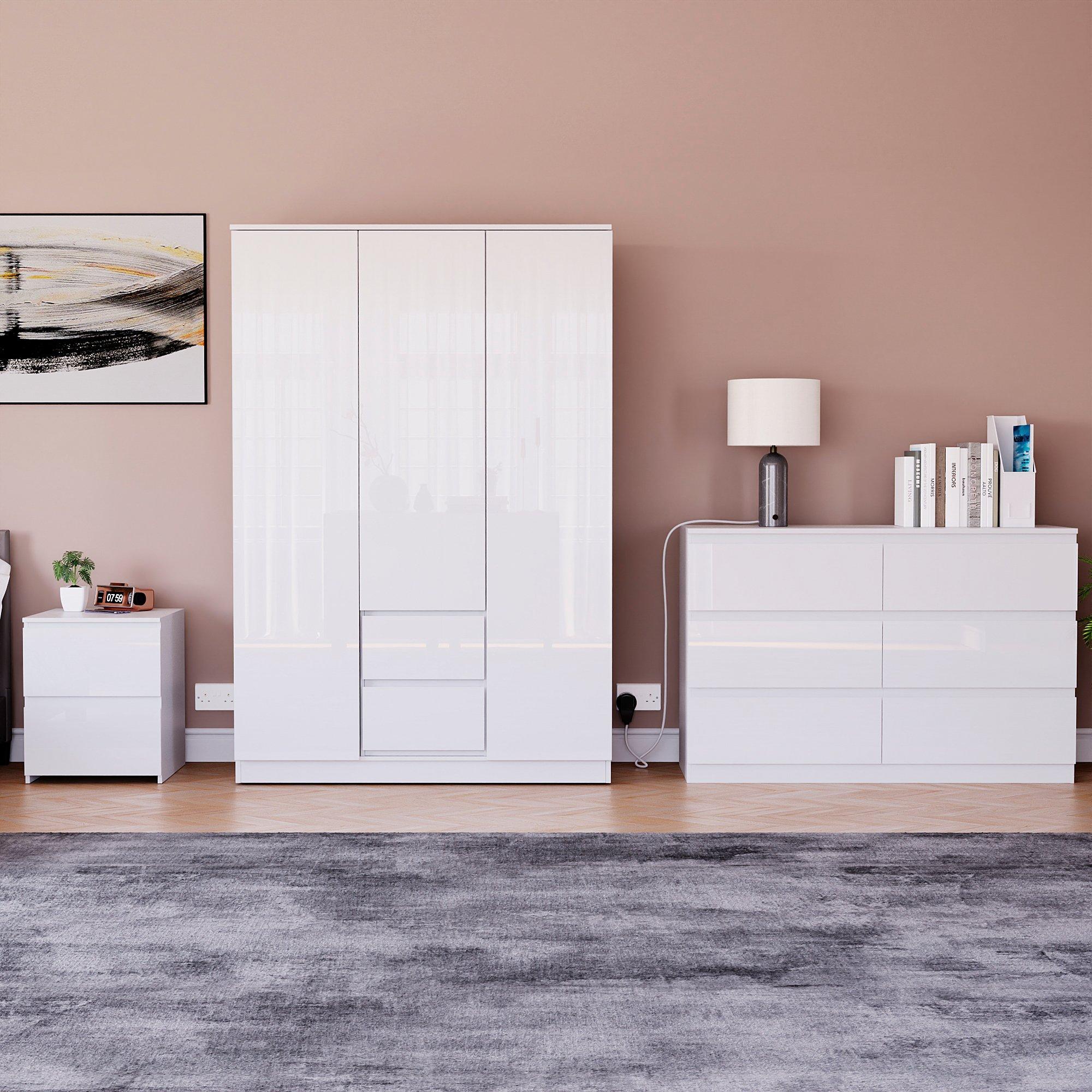 White - Lassic - Vida Designs Glinton Gloss 3 Piece Bedroom Set 9 - 3