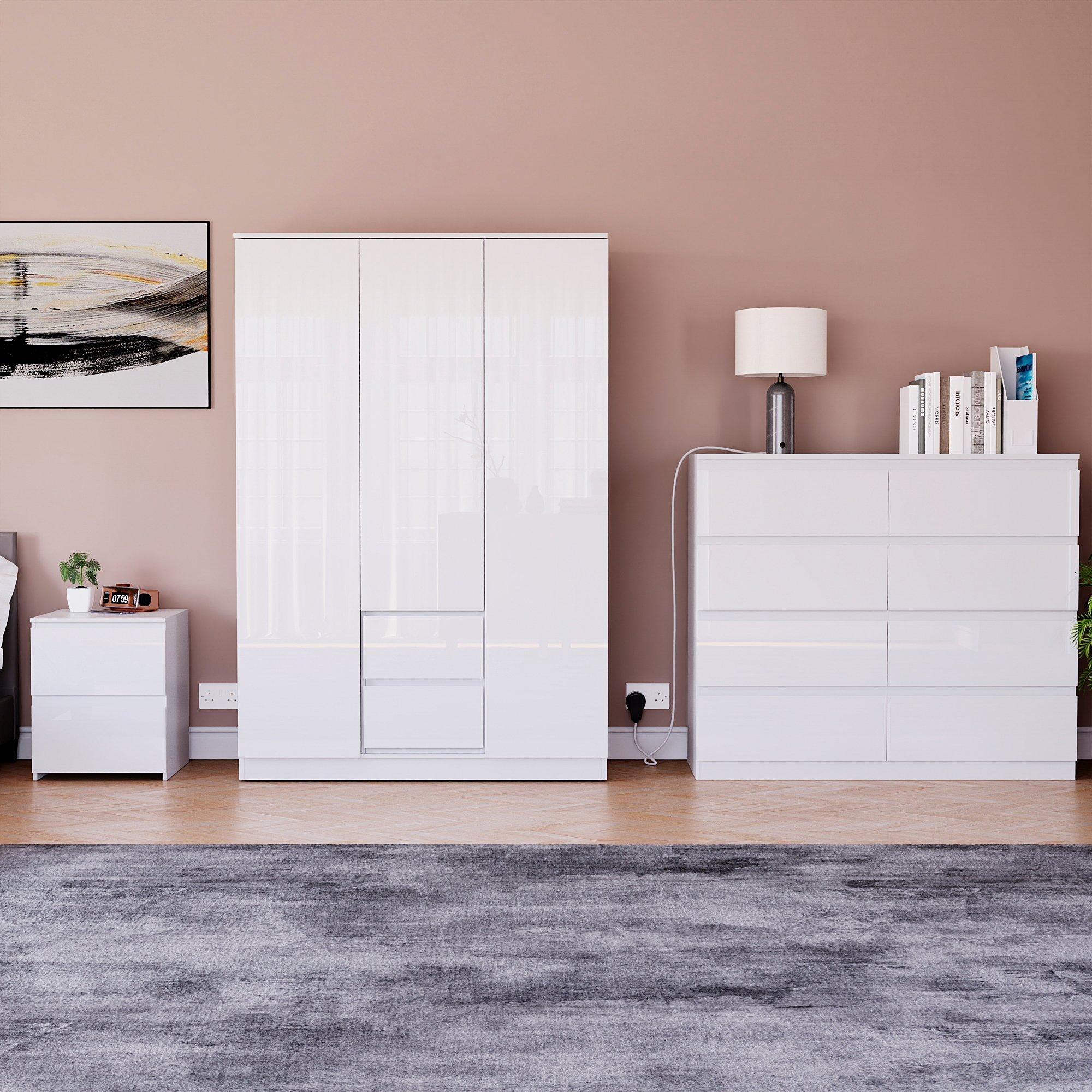 White - Lassic - Vida Designs Glinton Gloss 3 Piece Bedroom Set 10 - 3