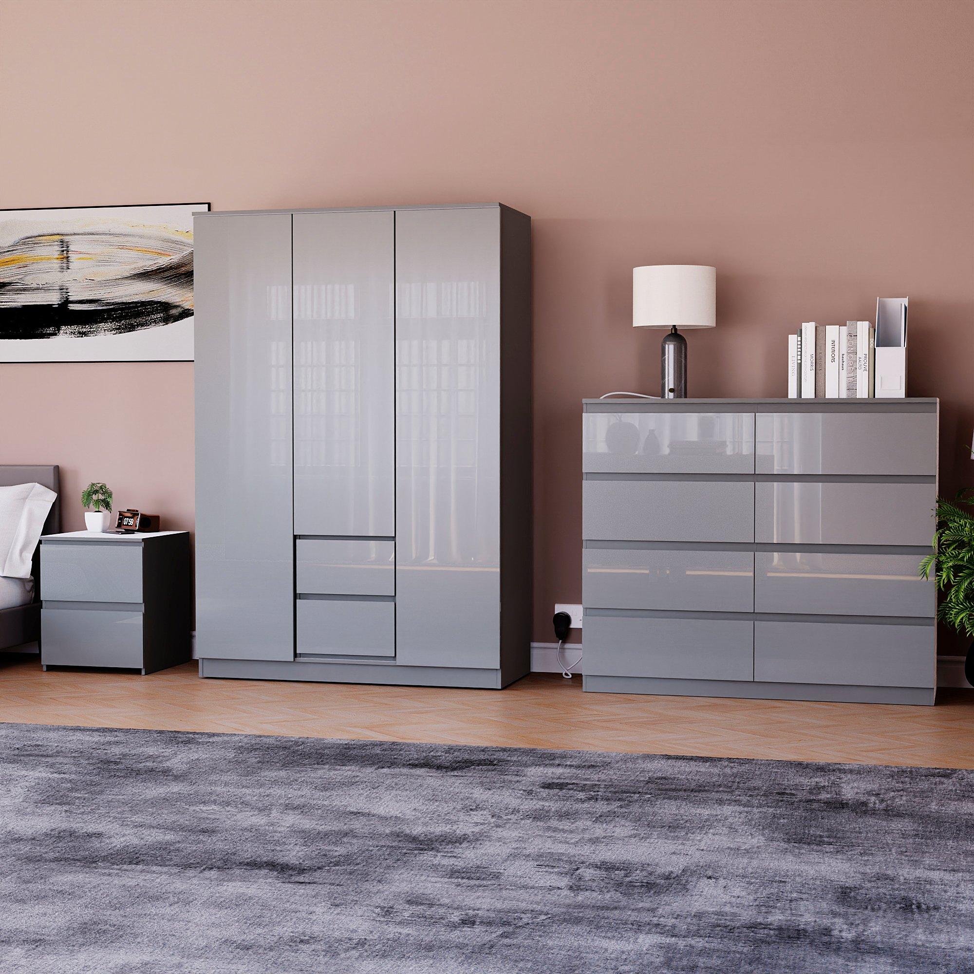 Grey - Lassic - Vida Designs Glinton Gloss 3 Piece Bedroom Set 10 - 1