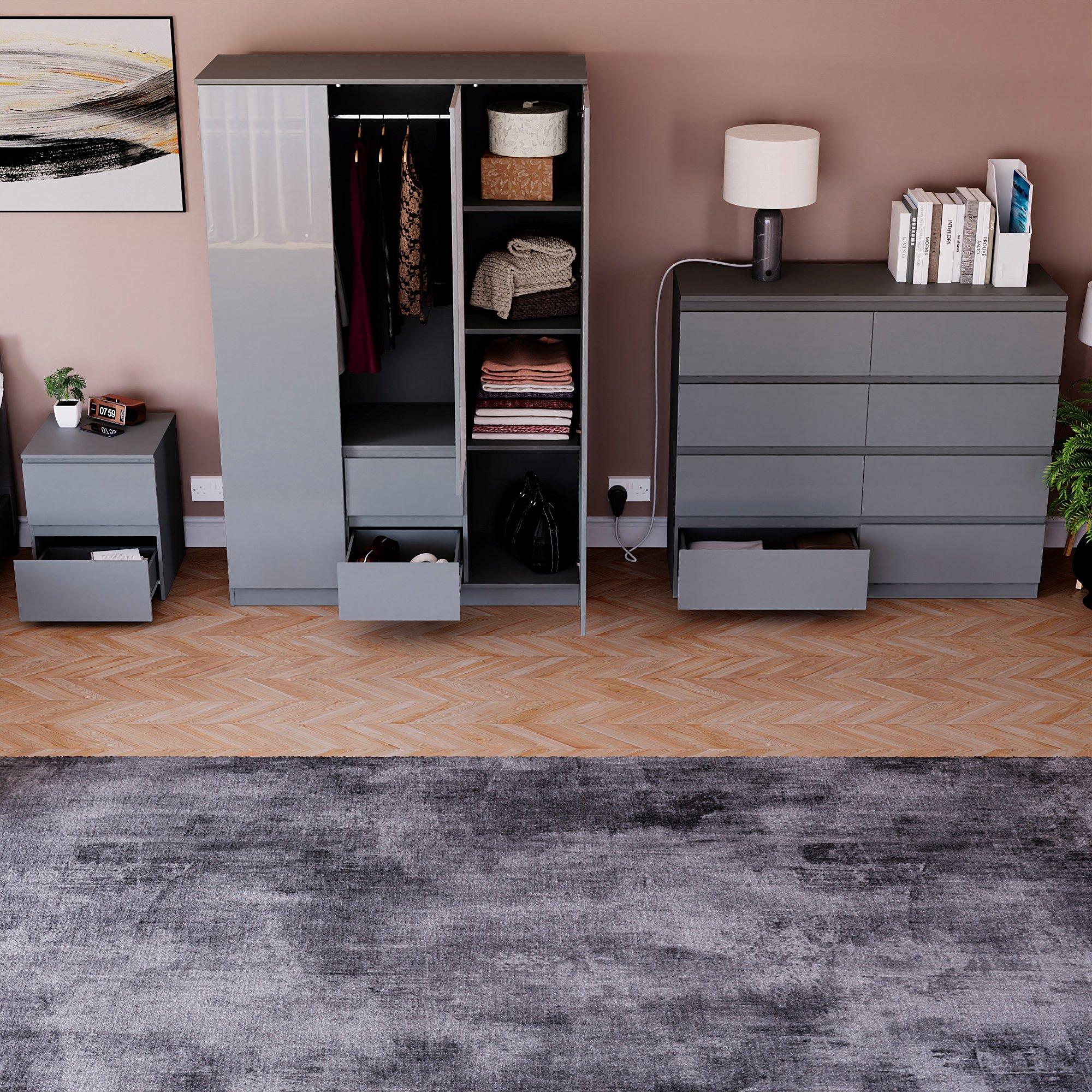 Grey - Lassic - Vida Designs Glinton Gloss 3 Piece Bedroom Set 10 - 2