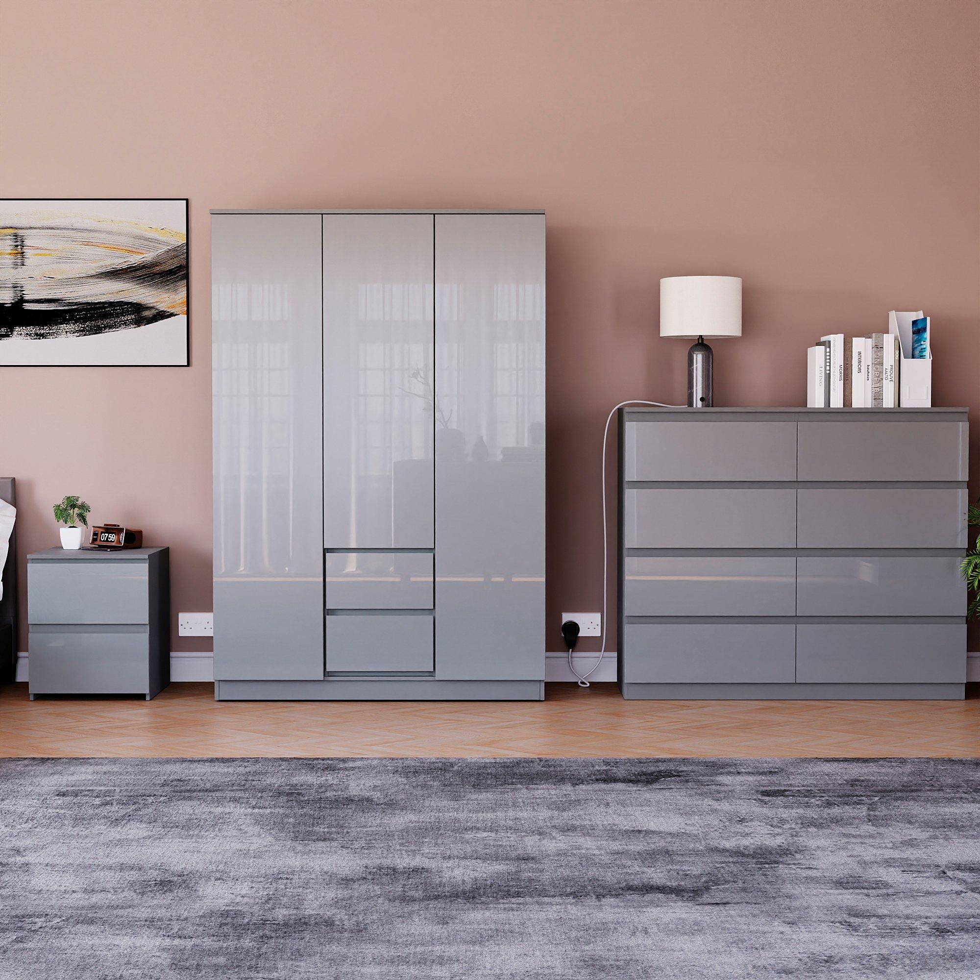 Grey - Lassic - Vida Designs Glinton Gloss 3 Piece Bedroom Set 10 - 3